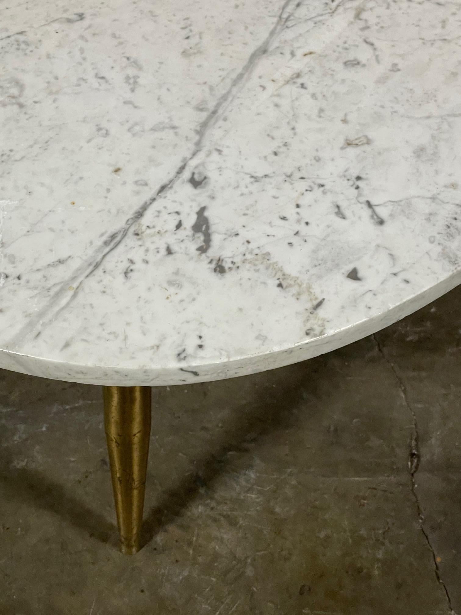 Unusual Italian Marble Table with Brass Legs 7