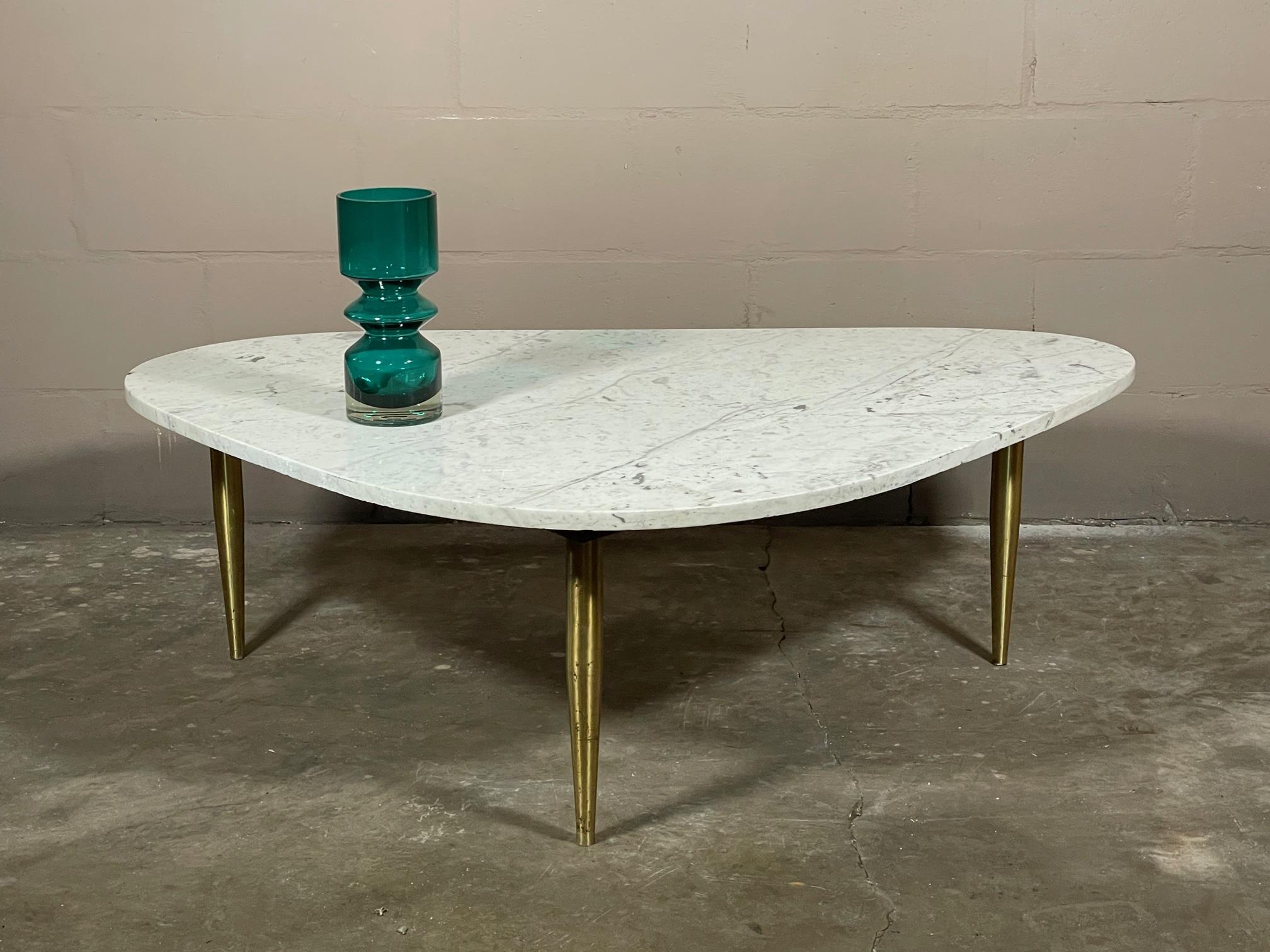 Unusual Italian Marble Table with Brass Legs In Good Condition In St.Petersburg, FL