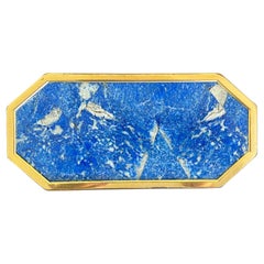 Boîte octogonale italienne originale en laiton et lapis-lazuli