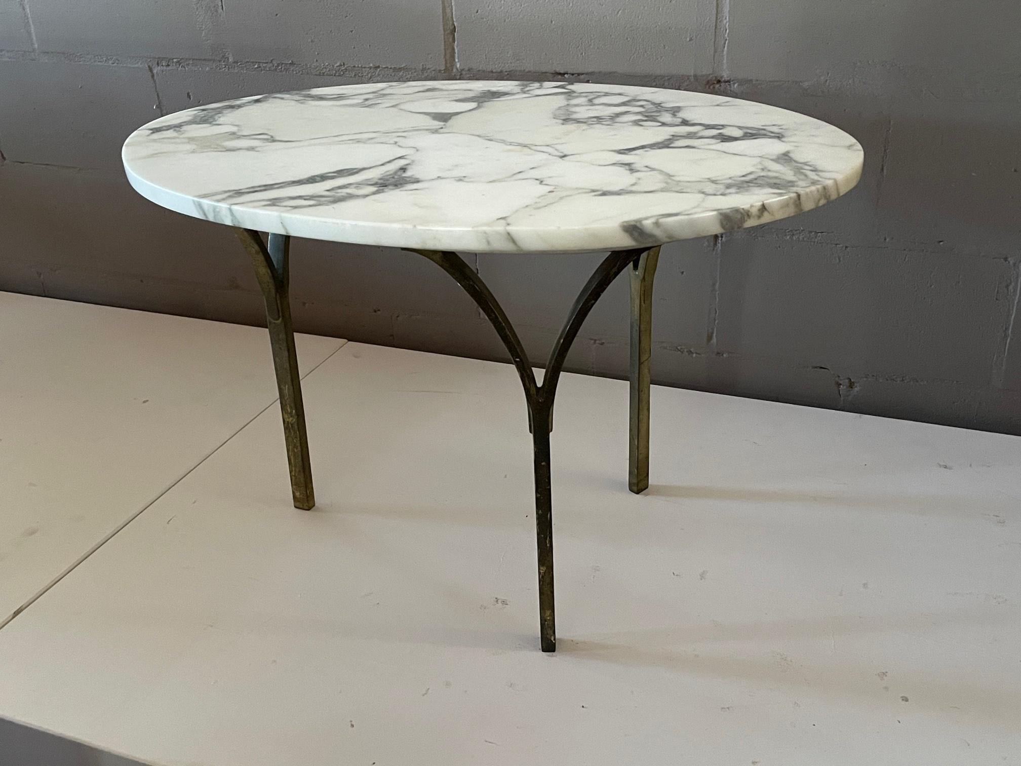 Mid-Century Modern Unusual Italian Side Table with Bronze Legs