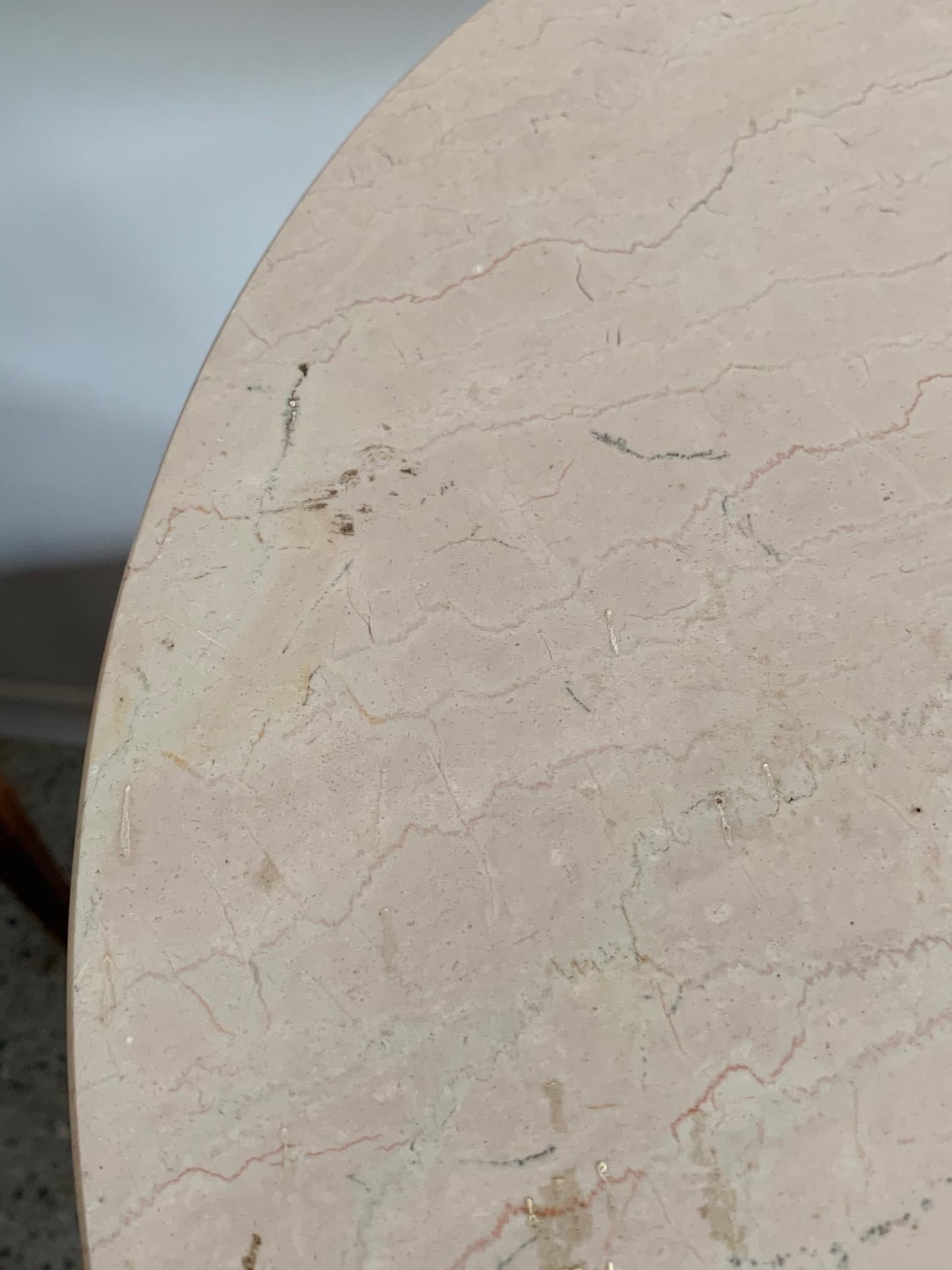 Unusual Italian Tripod Table with a Marble Top In Good Condition In St.Petersburg, FL