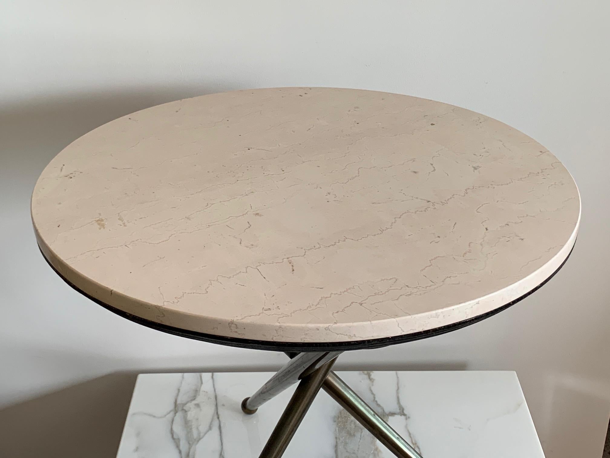 Mid-20th Century Unusual Italian Tripod Table with a Marble Top