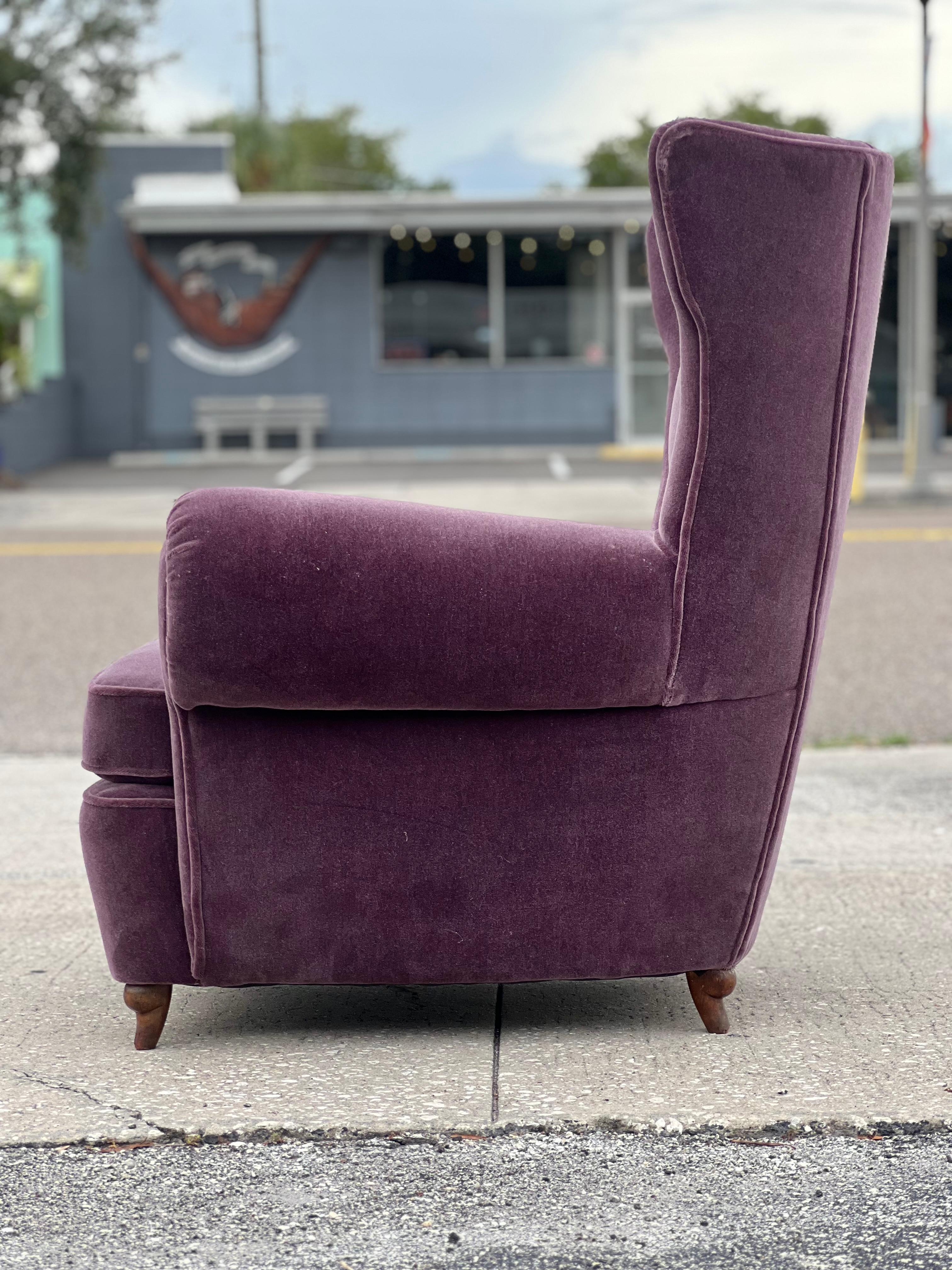 Insolite chaise à dossier italienne vers 1940 Mohair en vente 5