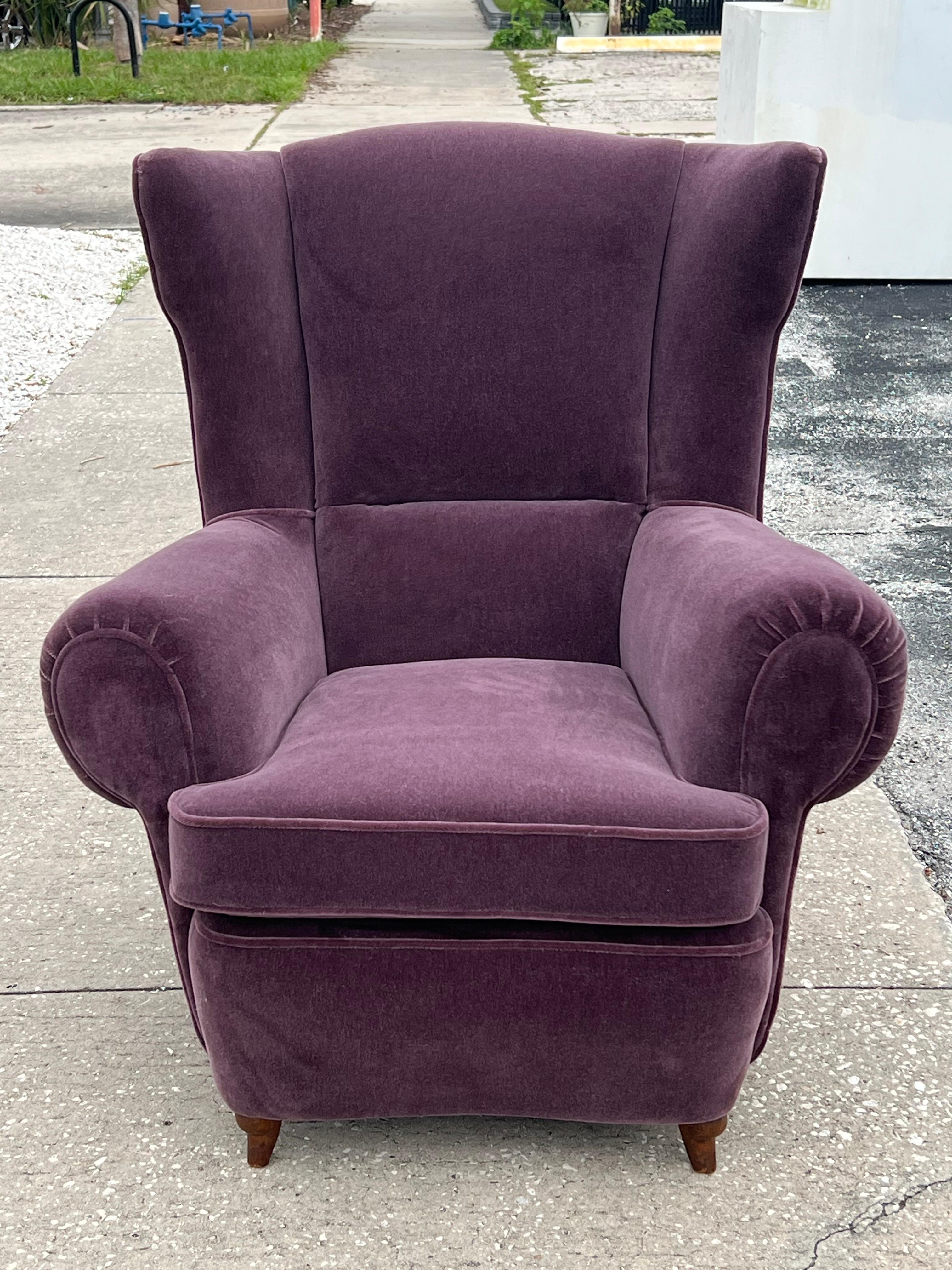 Insolite chaise à dossier italienne vers 1940 Mohair en vente 6
