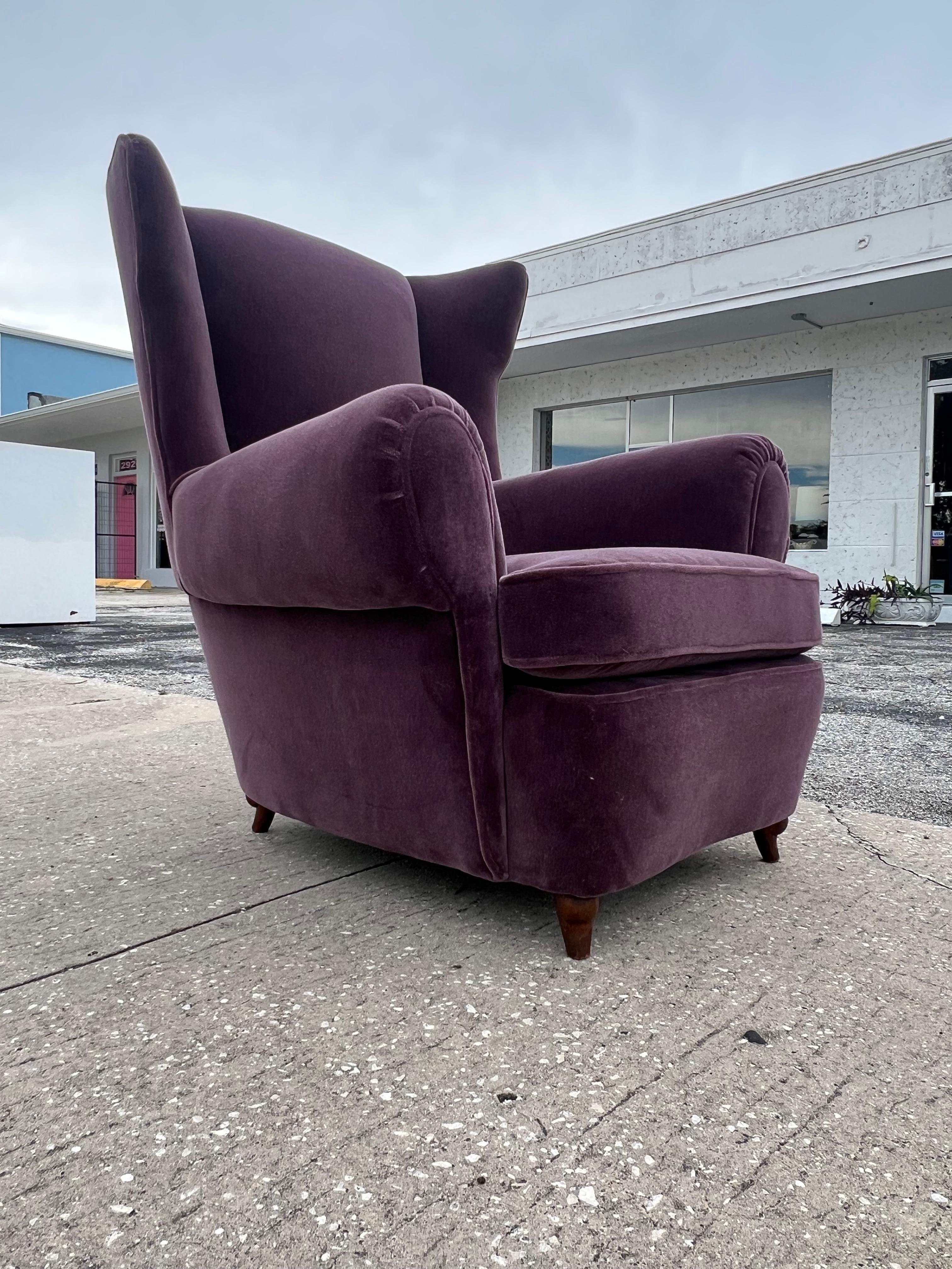 Insolite chaise à dossier italienne vers 1940 Mohair en vente 7