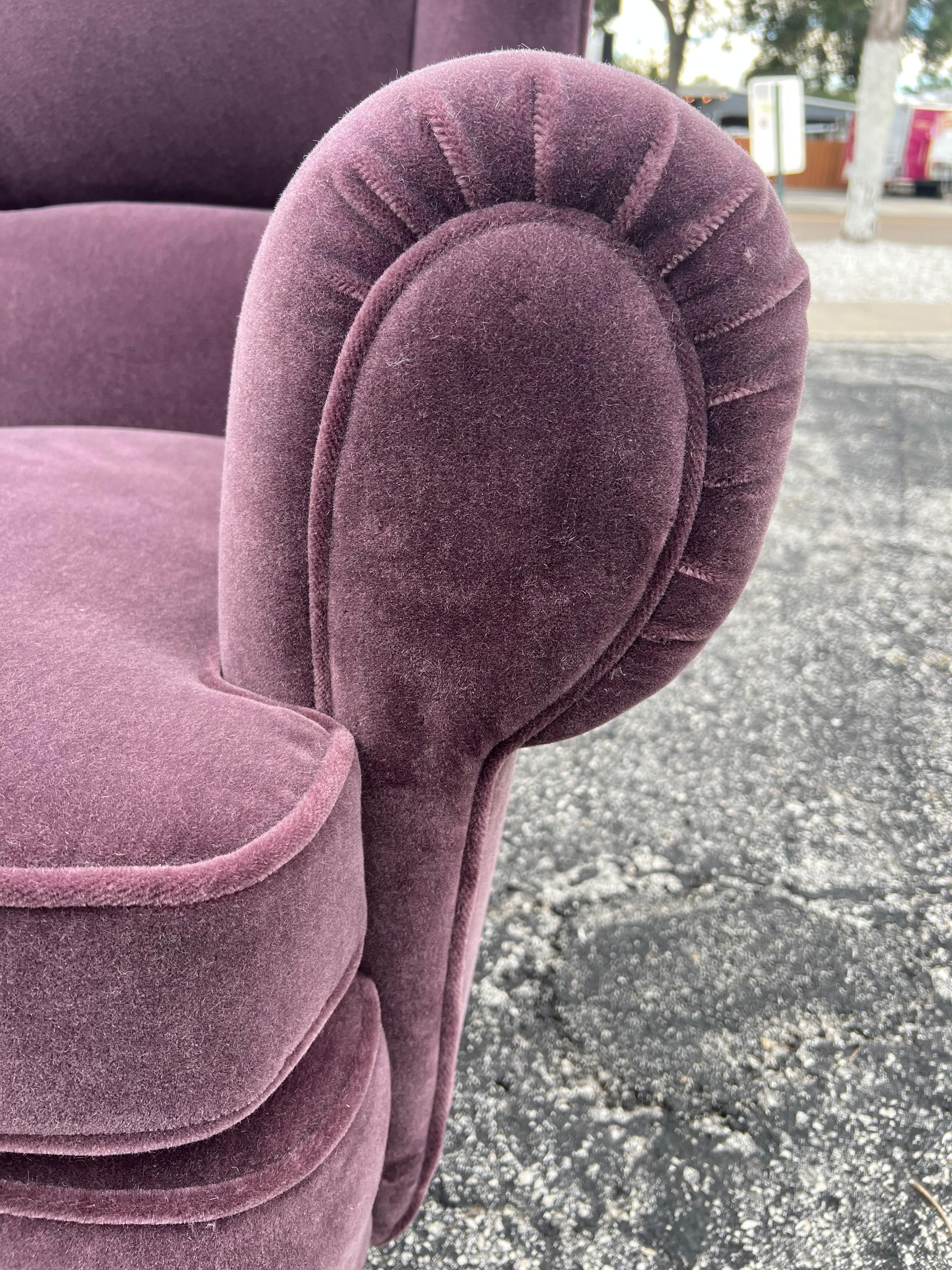 Insolite chaise à dossier italienne vers 1940 Mohair en vente 4