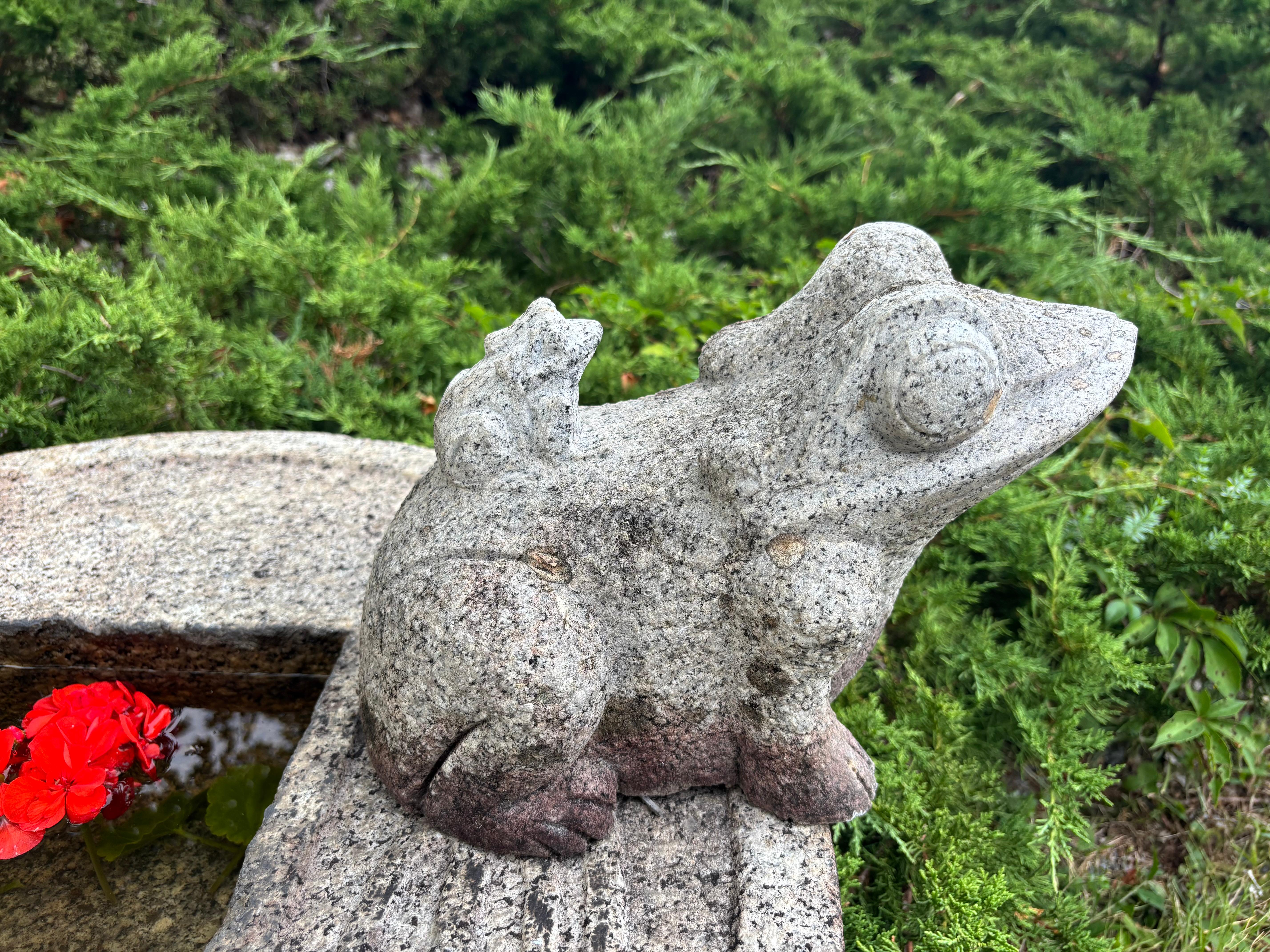 Insólita rana y bebé de piedra antiguos de Japón Alegra tu jardín de corazón  Alma Tallado a mano en venta