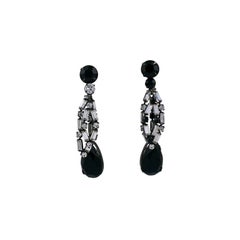 Unusual Jet/Crystal Assymetrical Earrings