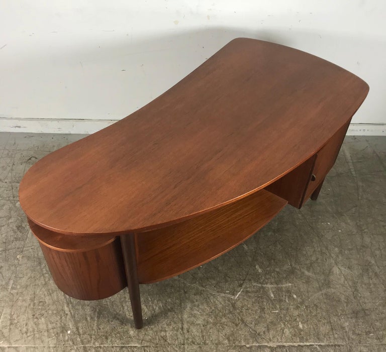 Unusual Kidney Teak Desk by Kai Kristiansen, Double-Sided ...