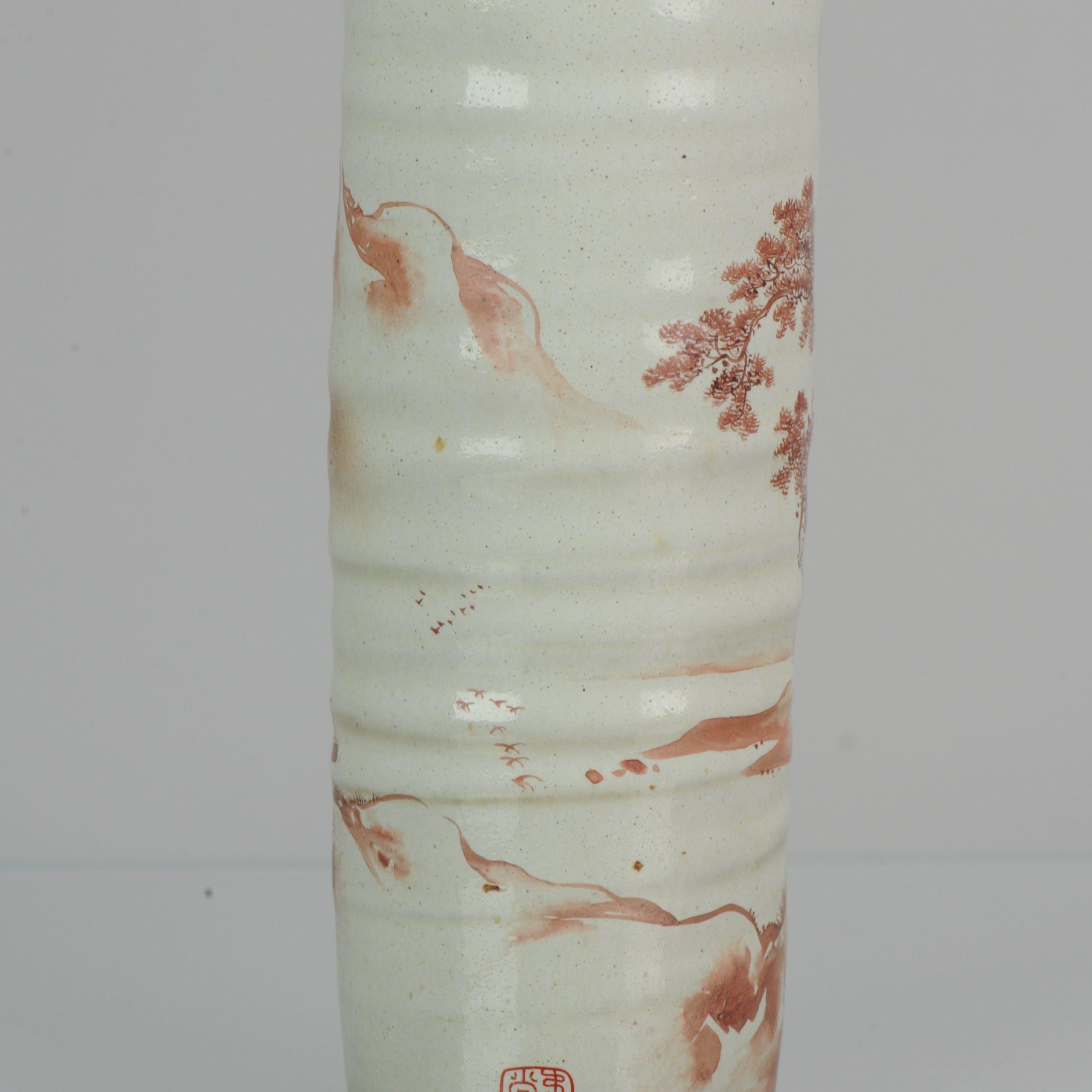 Meiji Unusual Kutani Taniguchi Japanese Wall Vase Marked Red Japan Top Quality For Sale