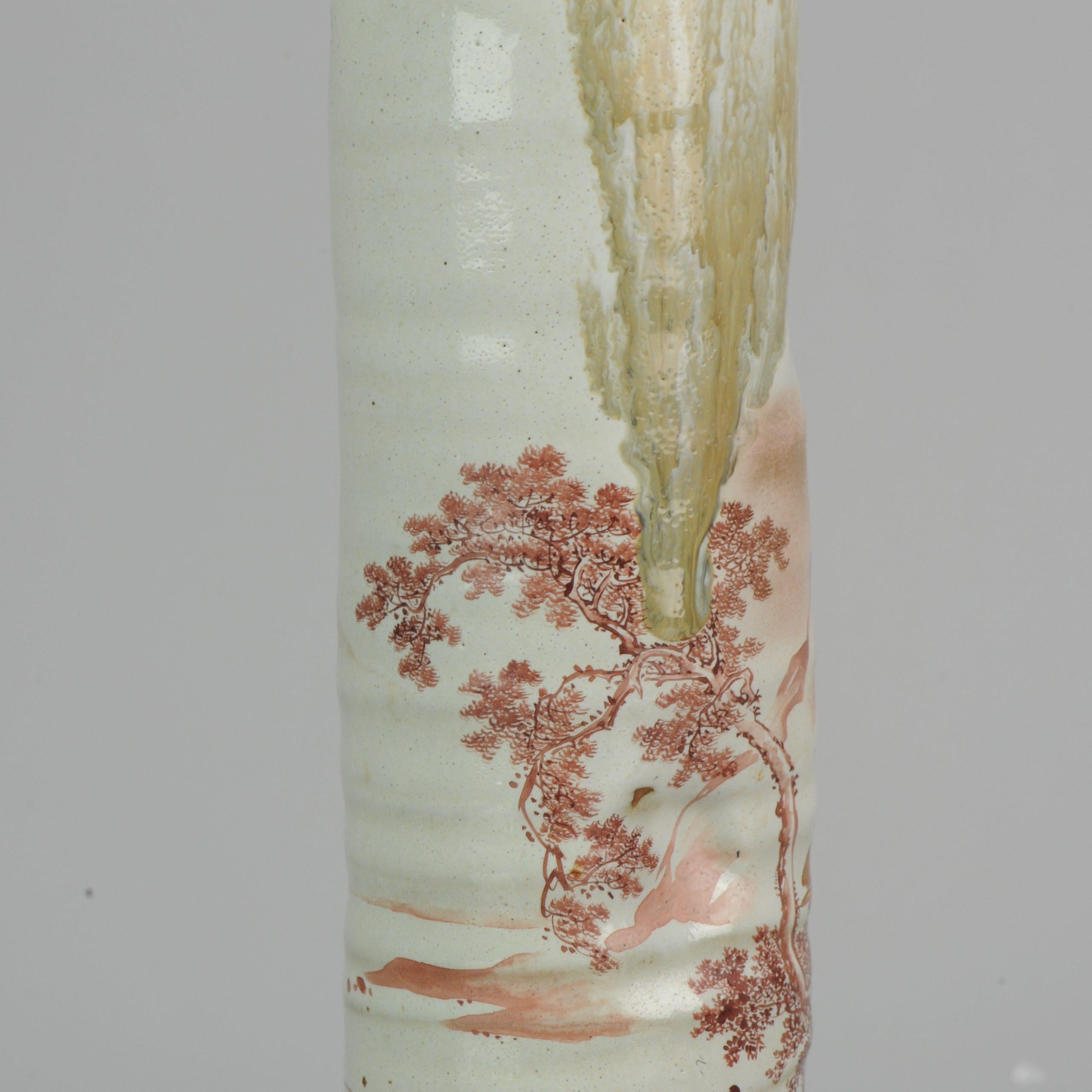 19th Century Unusual Kutani Taniguchi Japanese Wall Vase Marked Red Japan Top Quality For Sale