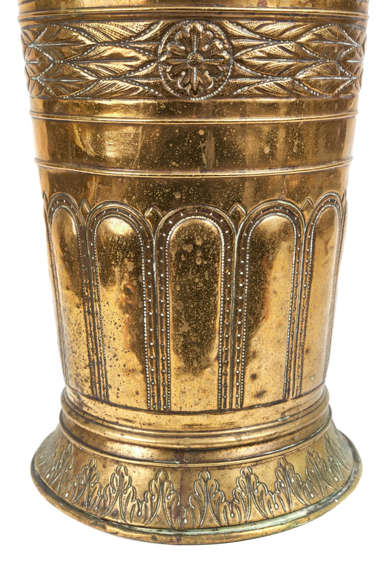 Unusual Large Antique Brass Stick Or Umbrella Stand In Good Condition For Sale In Ipswich, GB