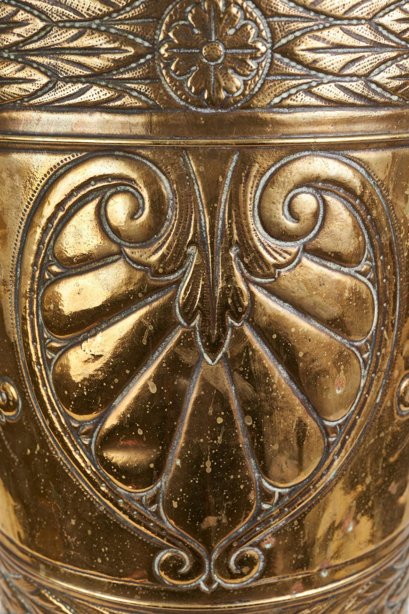 20th Century Unusual Large Antique Brass Stick Or Umbrella Stand For Sale