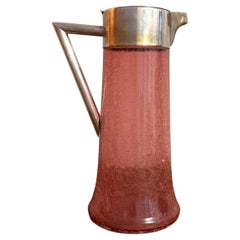 Unusual large antique Edwardian cranberry glass water jug