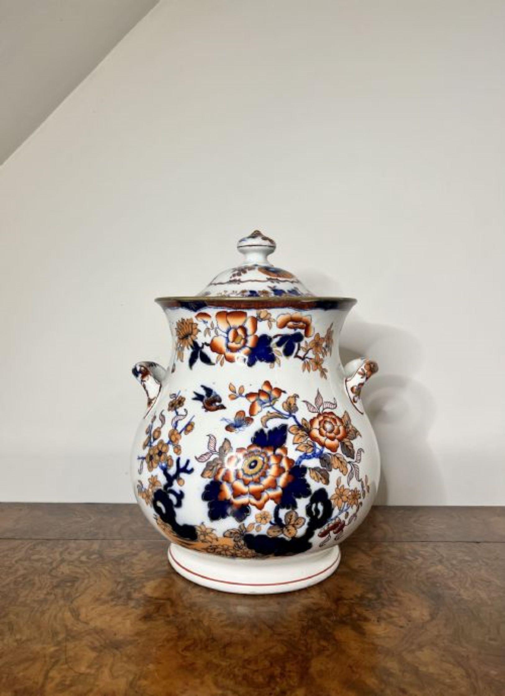 Ceramic Unusual large antique Japanese imari lidded vase  For Sale