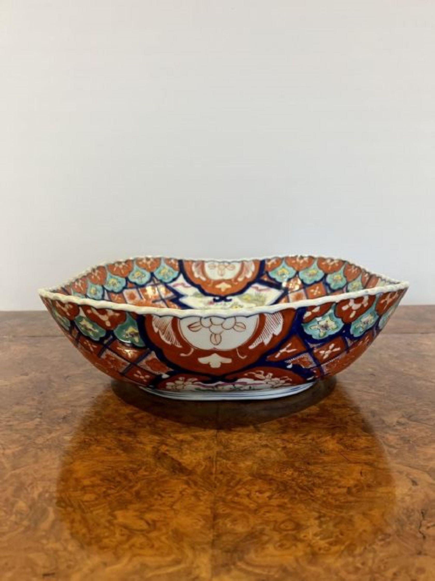 20th Century Unusual large antique Japanese quality Imari bowl For Sale