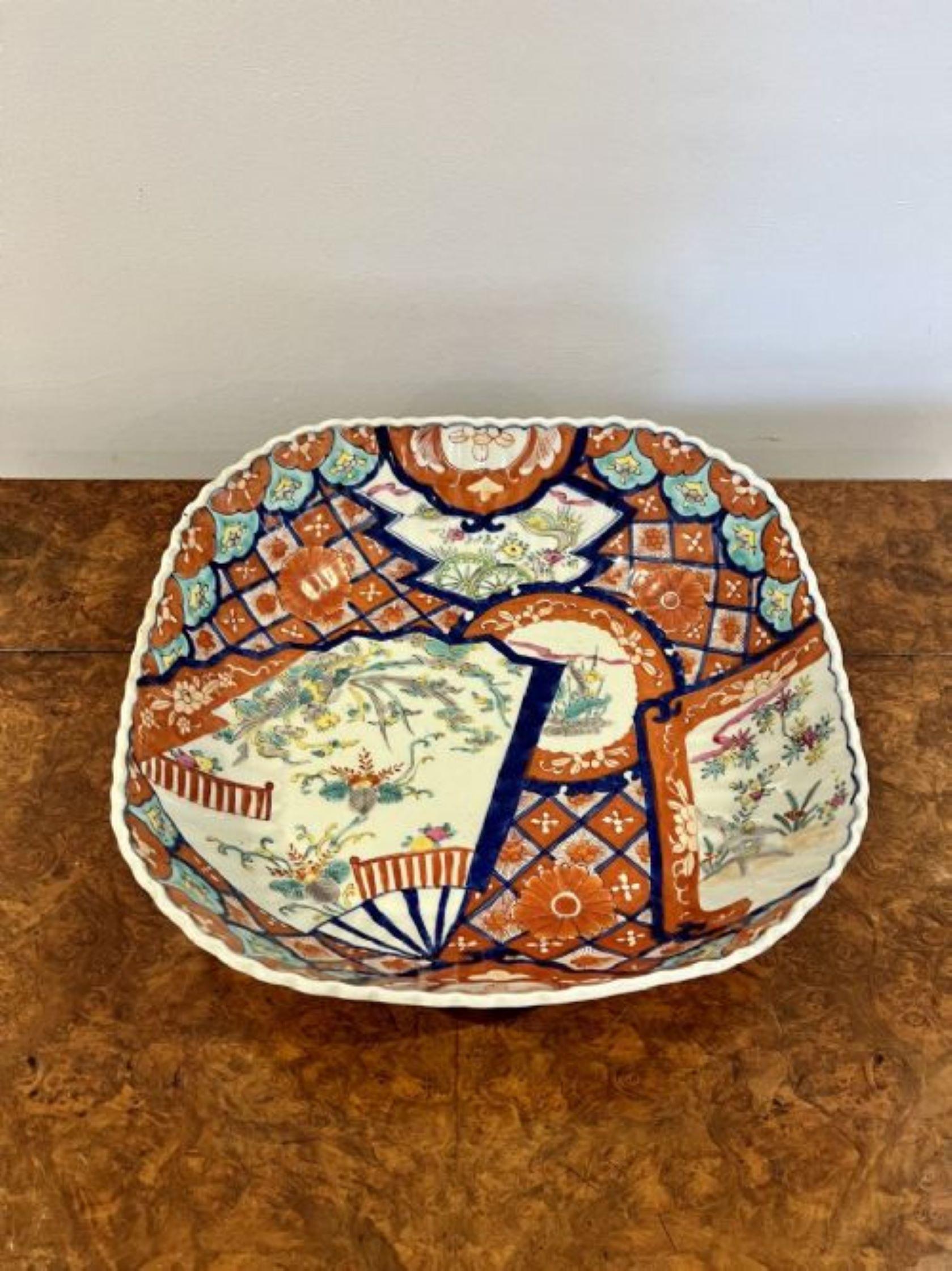 Ceramic Unusual large antique Japanese quality Imari bowl For Sale