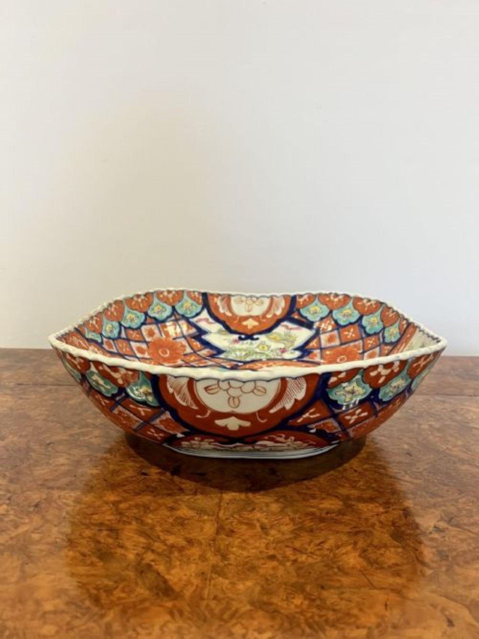 Unusual large antique Japanese quality Imari bowl For Sale 1