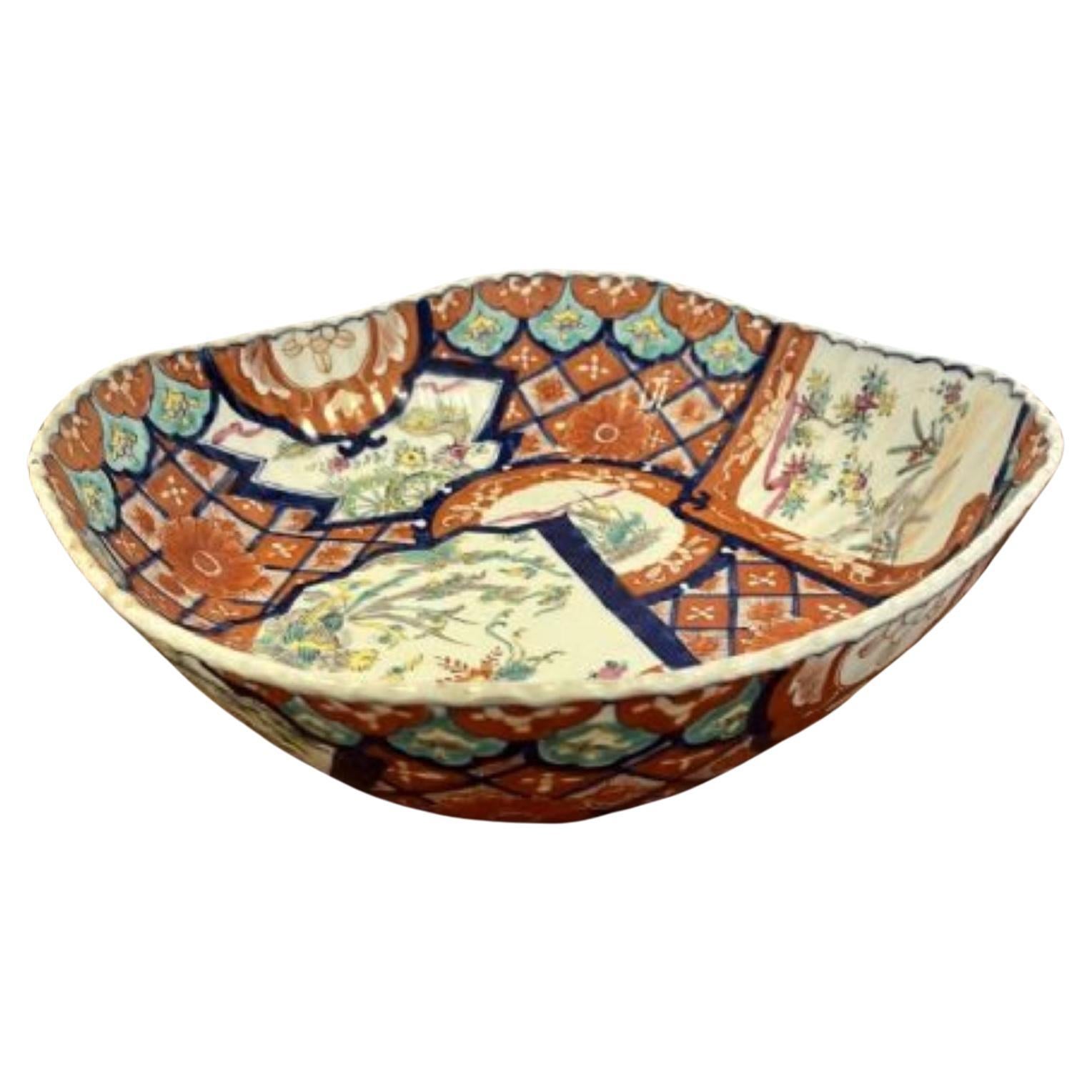 Unusual large antique Japanese quality Imari bowl For Sale