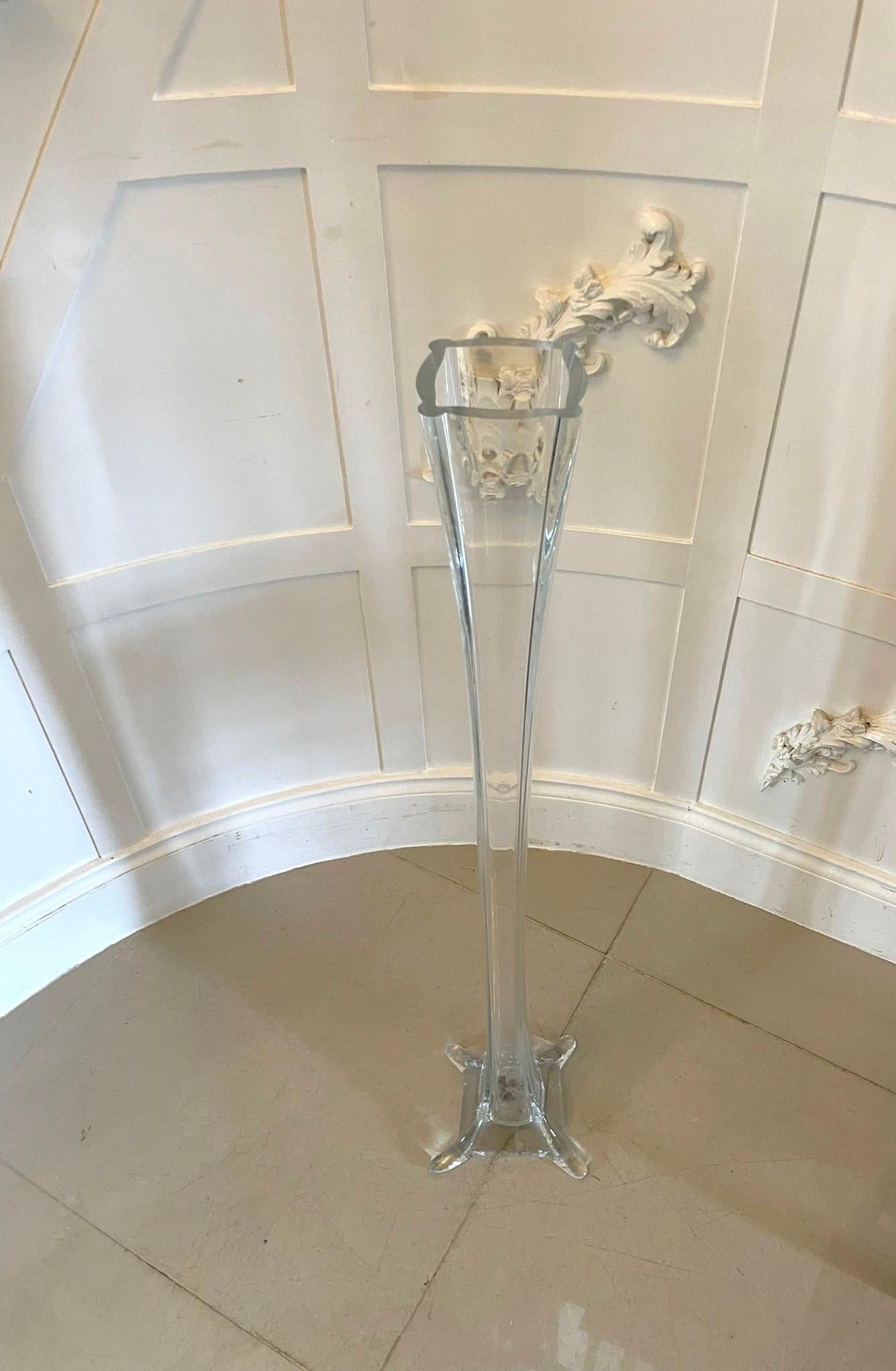 19th Century Unusual Large Antique Victorian Quality Glass Floor Standing Vase For Sale