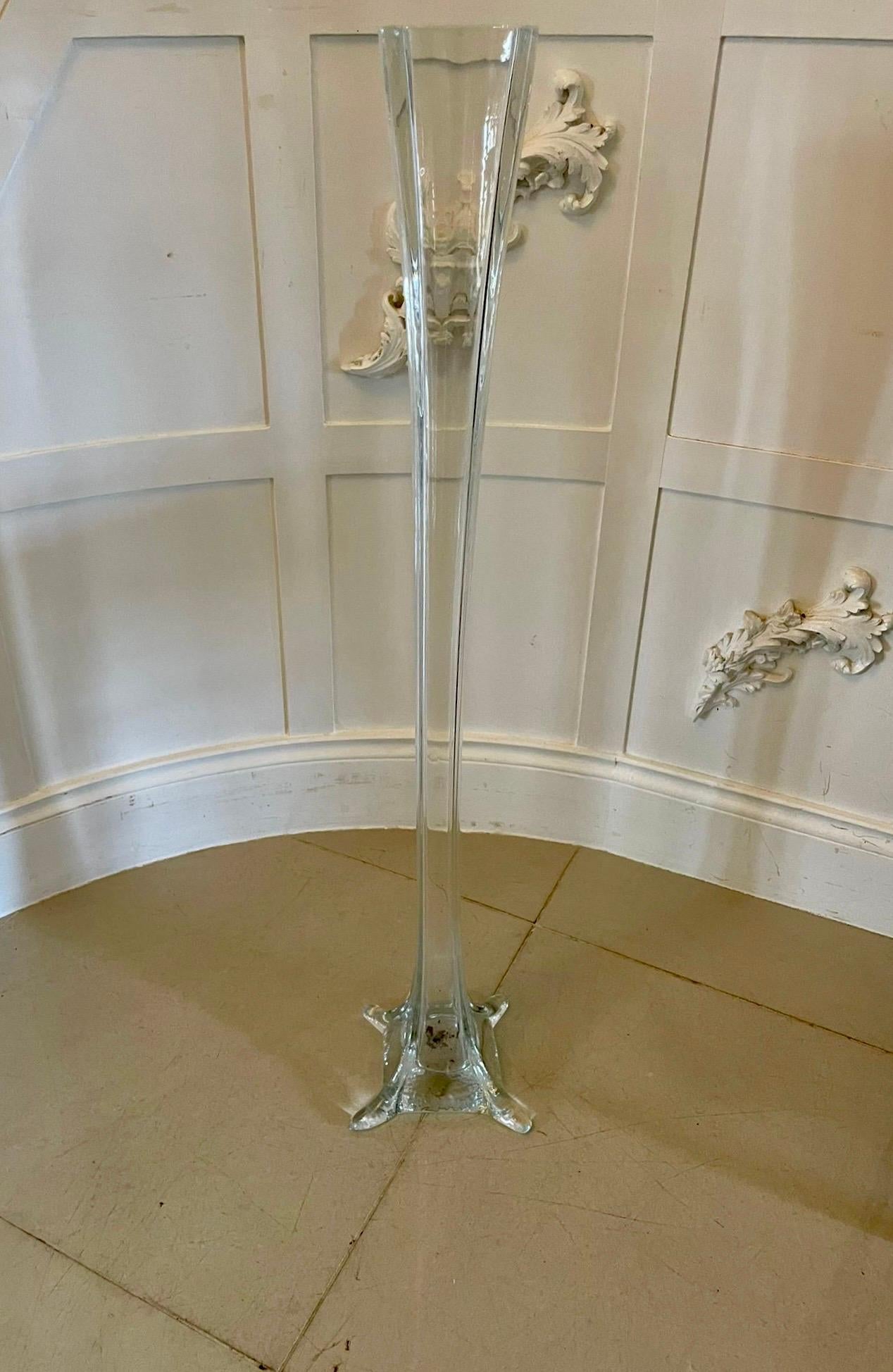 Unusual Large Antique Victorian Quality Glass Floor Standing Vase For Sale 1