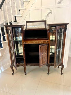 Unusual Large Antique Victorian Quality Mahogany Inlaid Display Cabinet
