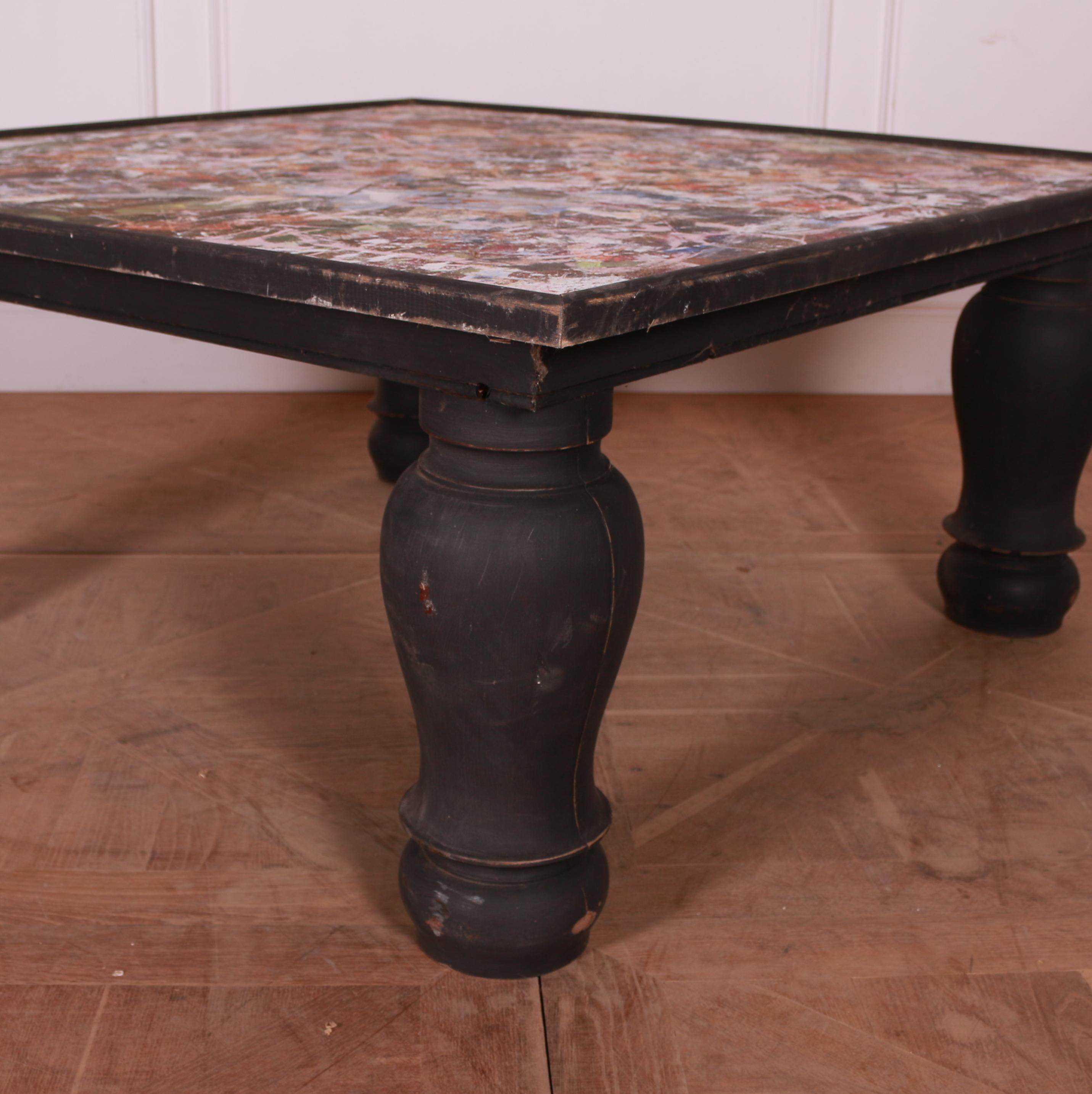 Unusual large English coffee table with an art room painted top. 1920.

Reference: 7720

Dimensions
48 inches (122 cms) Wide
48 inches (122 cms) Deep
22 inches (56 cms) High.