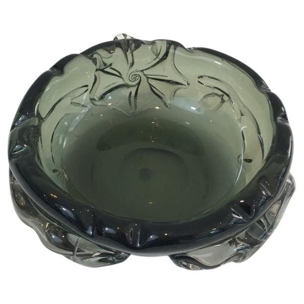 Unusual Large Crystal Ashtray with Squales For Sale
