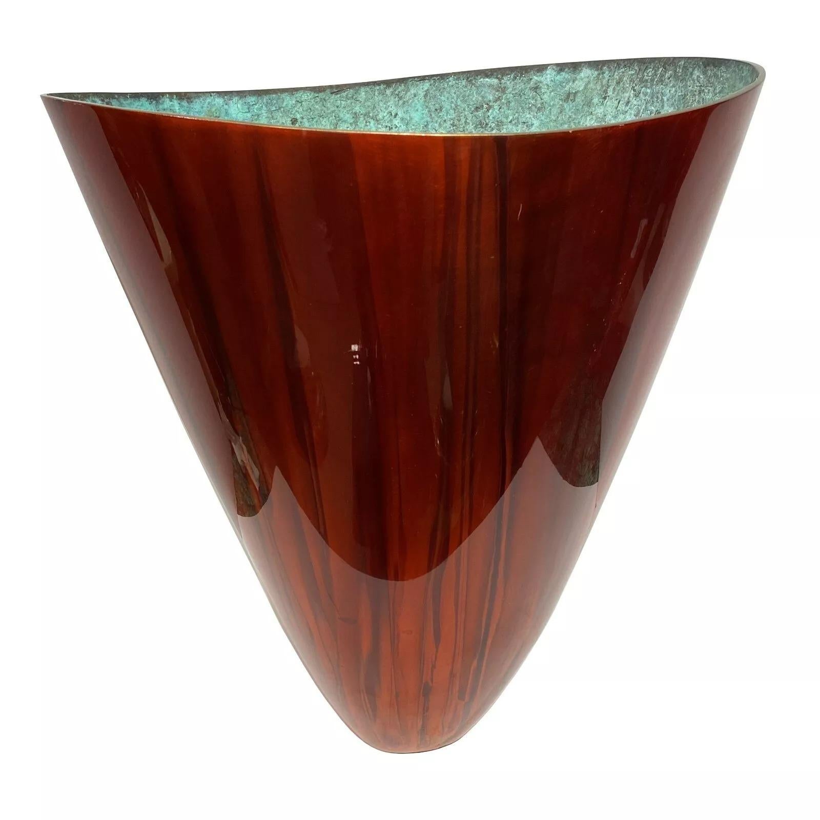 Insolito grande vaso in bronzo smaltato in edizione limitata di David Dirrim (1990) In condizioni buone in vendita a New York, NY