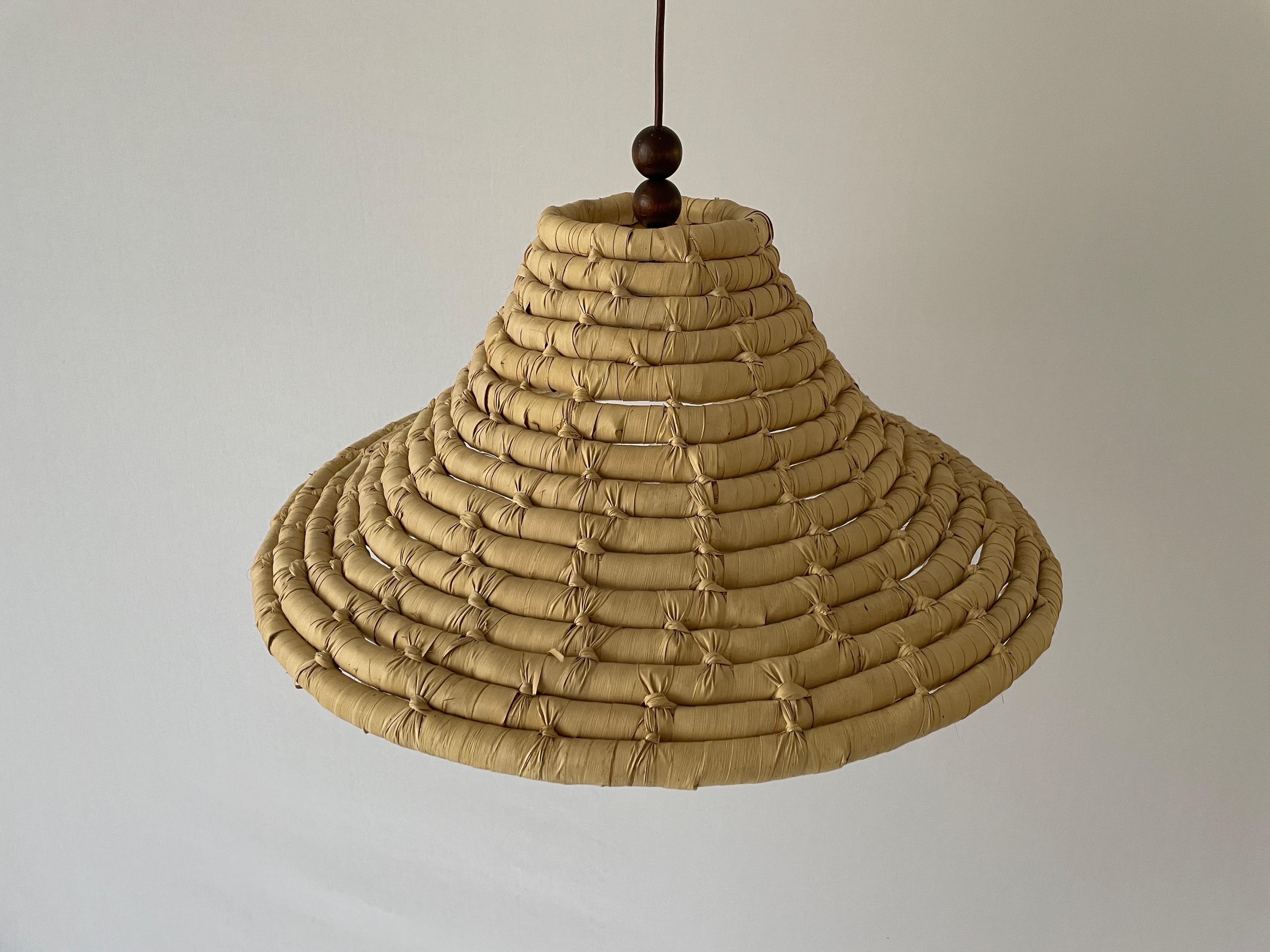 Unusual Large Made of Natural Plant Material Pendant Lamp, 1960s, Germany

This lamp works with E27 light bulb.

Measures: 
Height: 86 cm
Lampshade diameter and height: 60 cm and 26 cm

