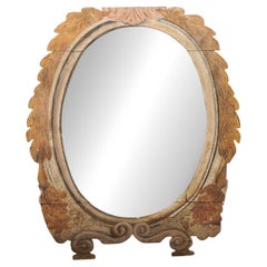 Unusual Large Painted Early 18th Century Frame with Mirror, Italian