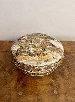Unusual large quality antique Japanese satsuma lidded pot