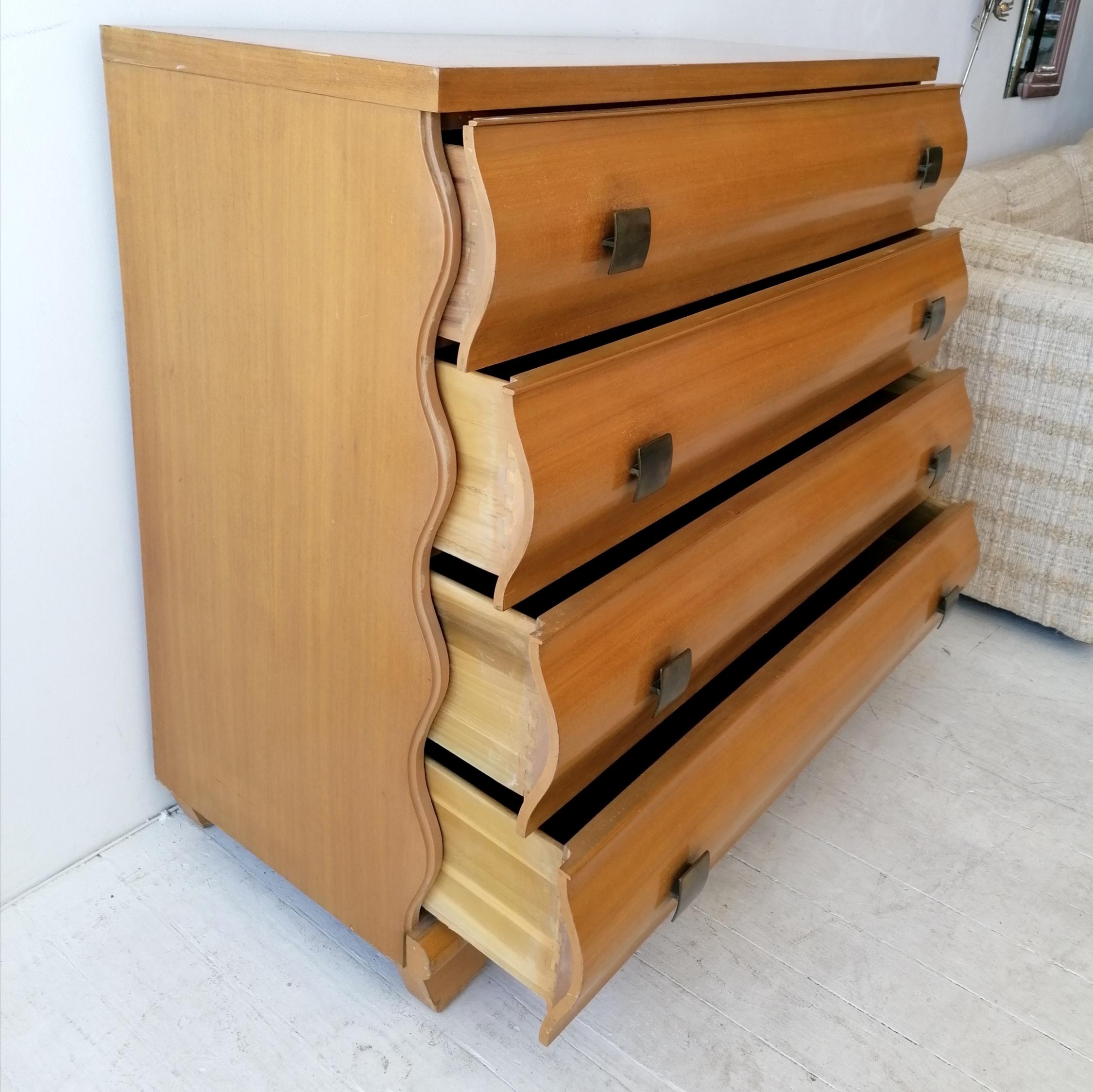 Post-Modern Unusual Large Vintage, Tall, Wavy Profile Post Modern Drawer Cabinet, 1980s, USA