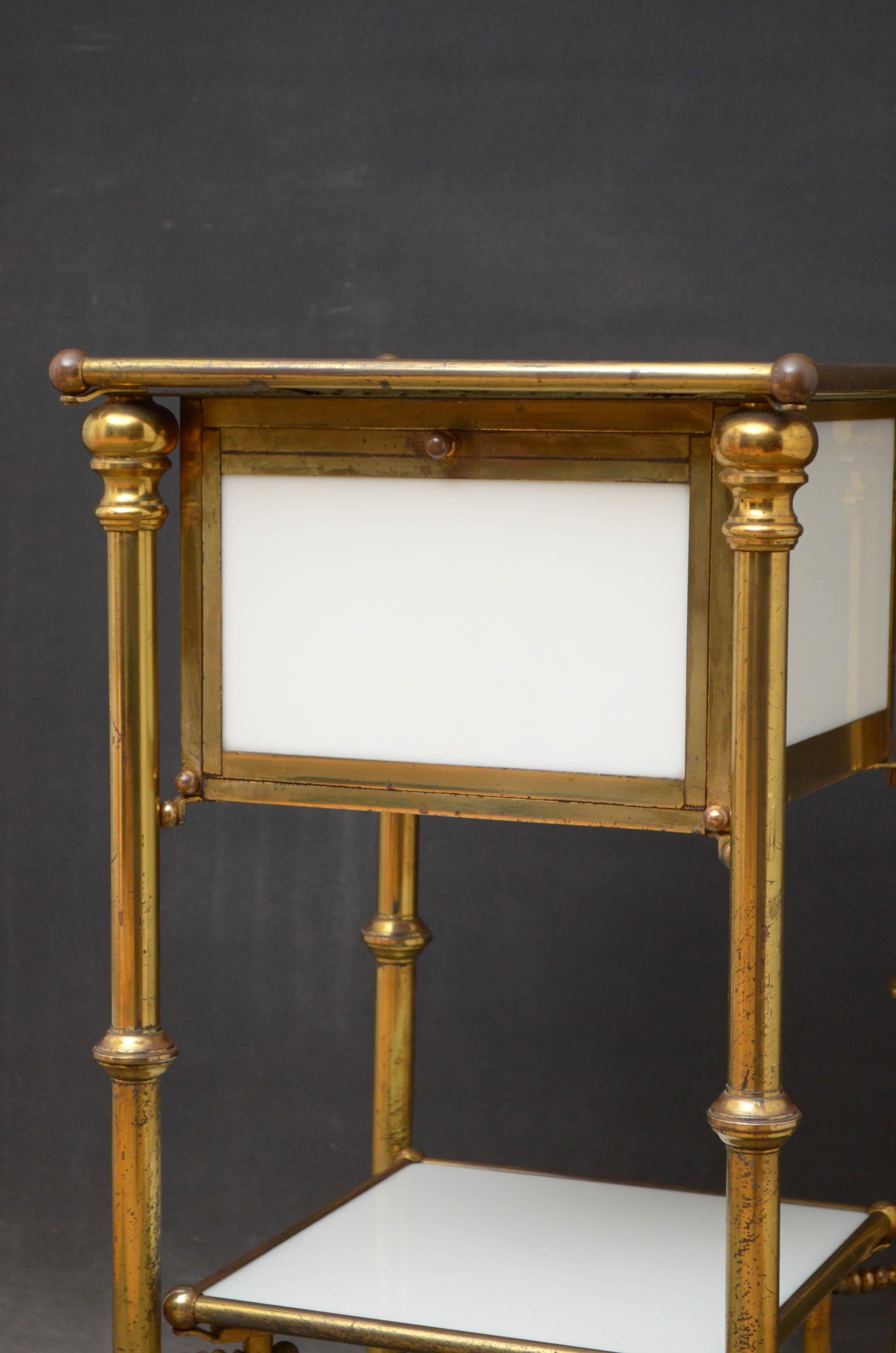 Unusual Late 19th Century Brass and Milk Glass Cabinet 7