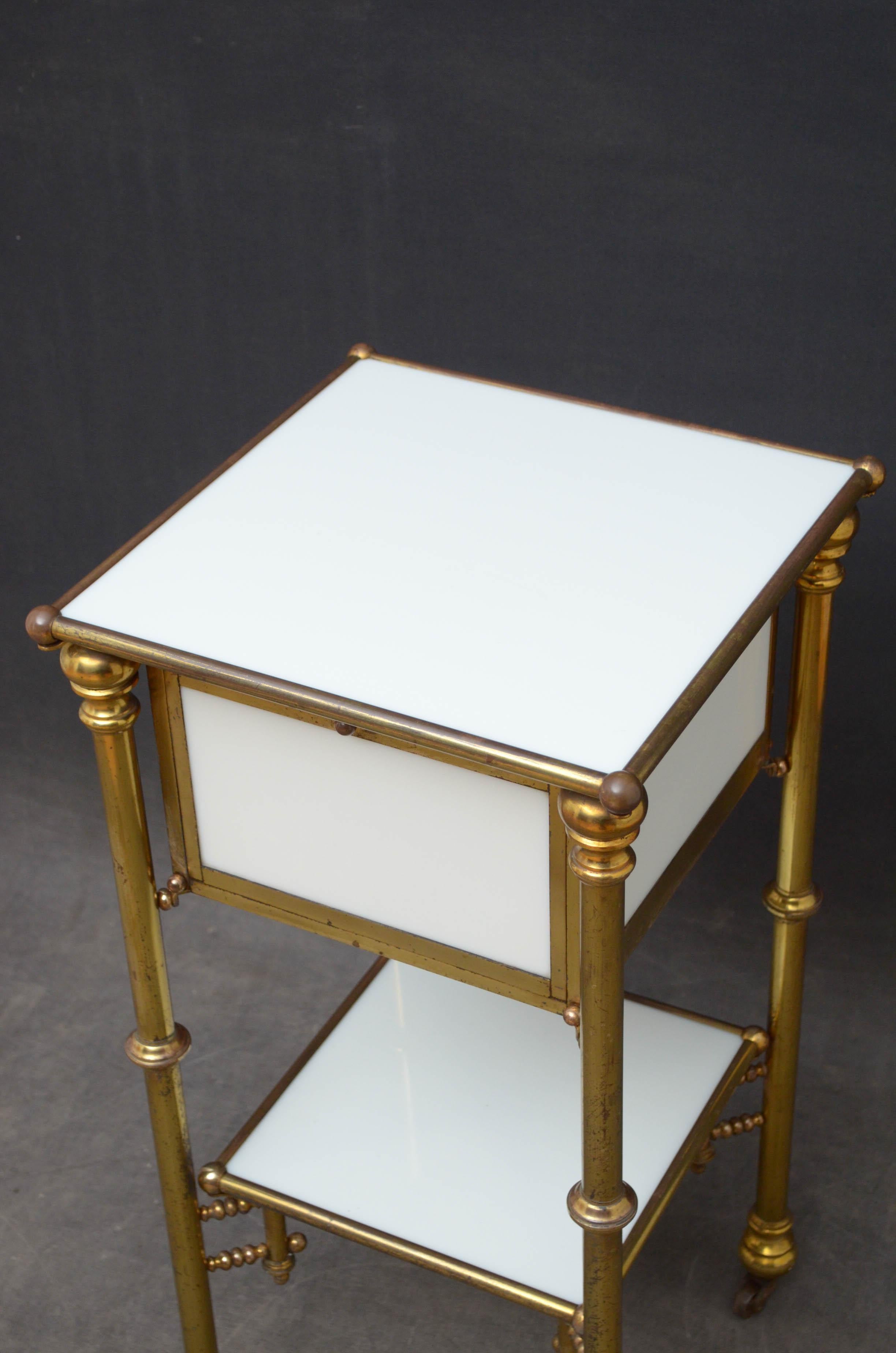 Unusual Late 19th Century Brass and Milk Glass Cabinet 2