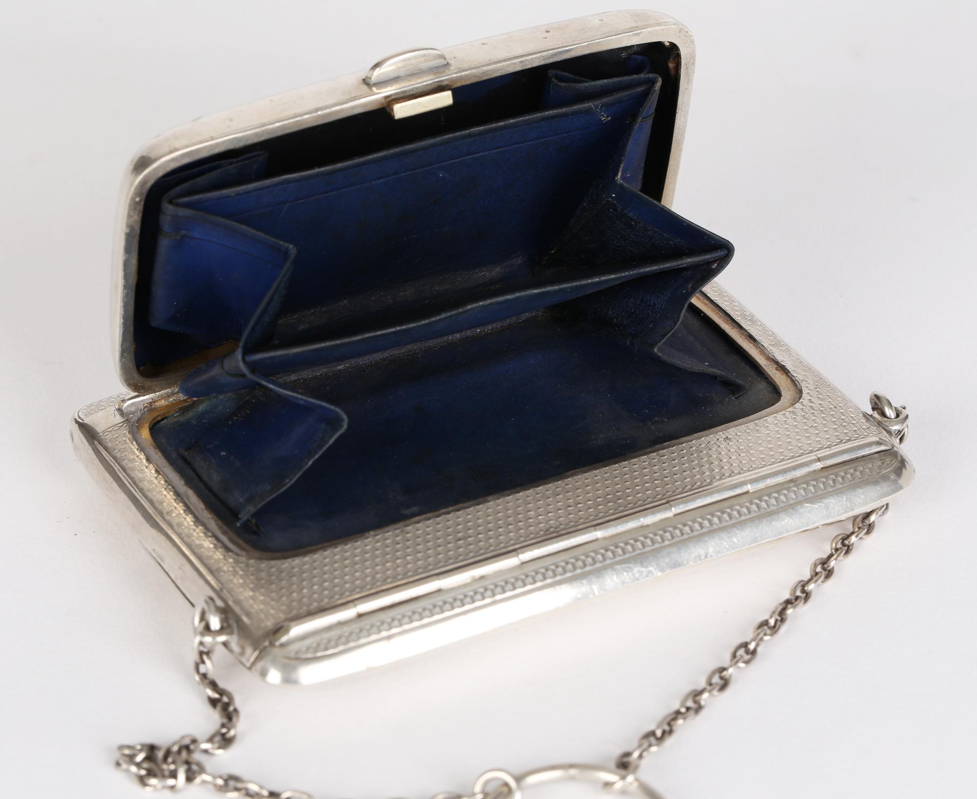 Unusual Late Edwardian Birmingham Ladies Silver Combination Purse and Card Case 5