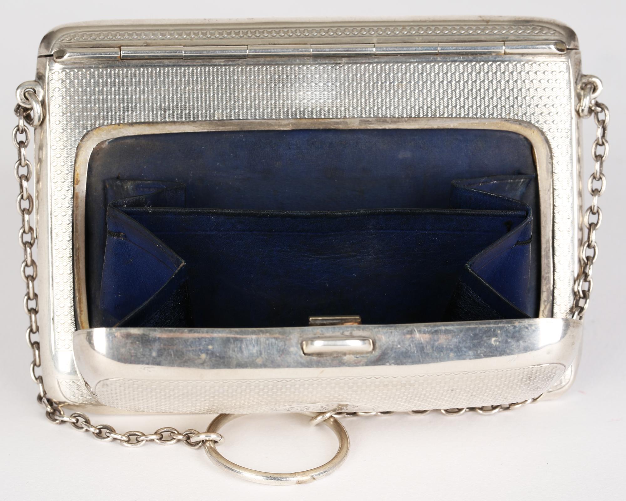 Early 20th Century Unusual Late Edwardian Birmingham Ladies Silver Combination Purse and Card Case