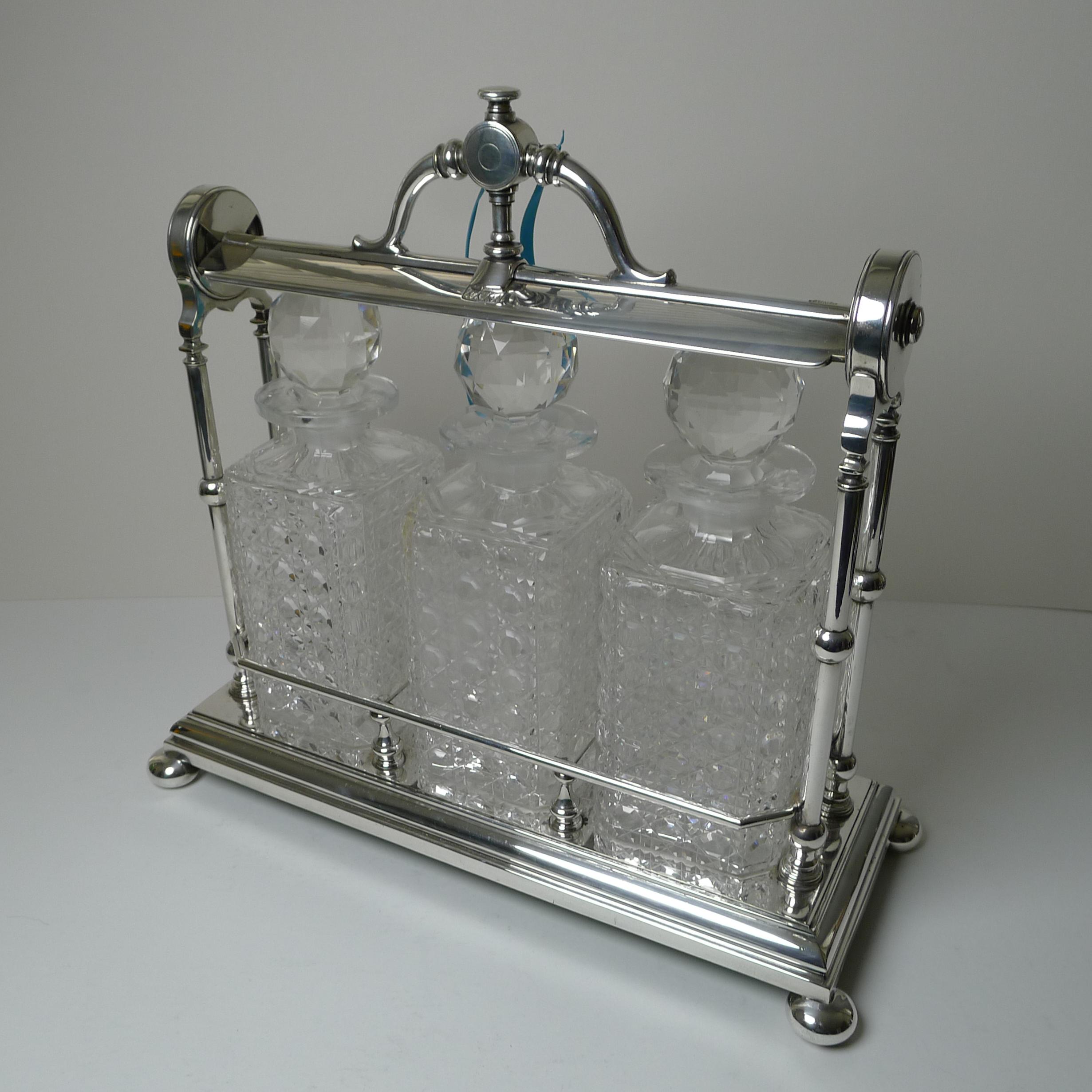 Unusual Late Victorian Silver Plated Tantalus, 1897 3