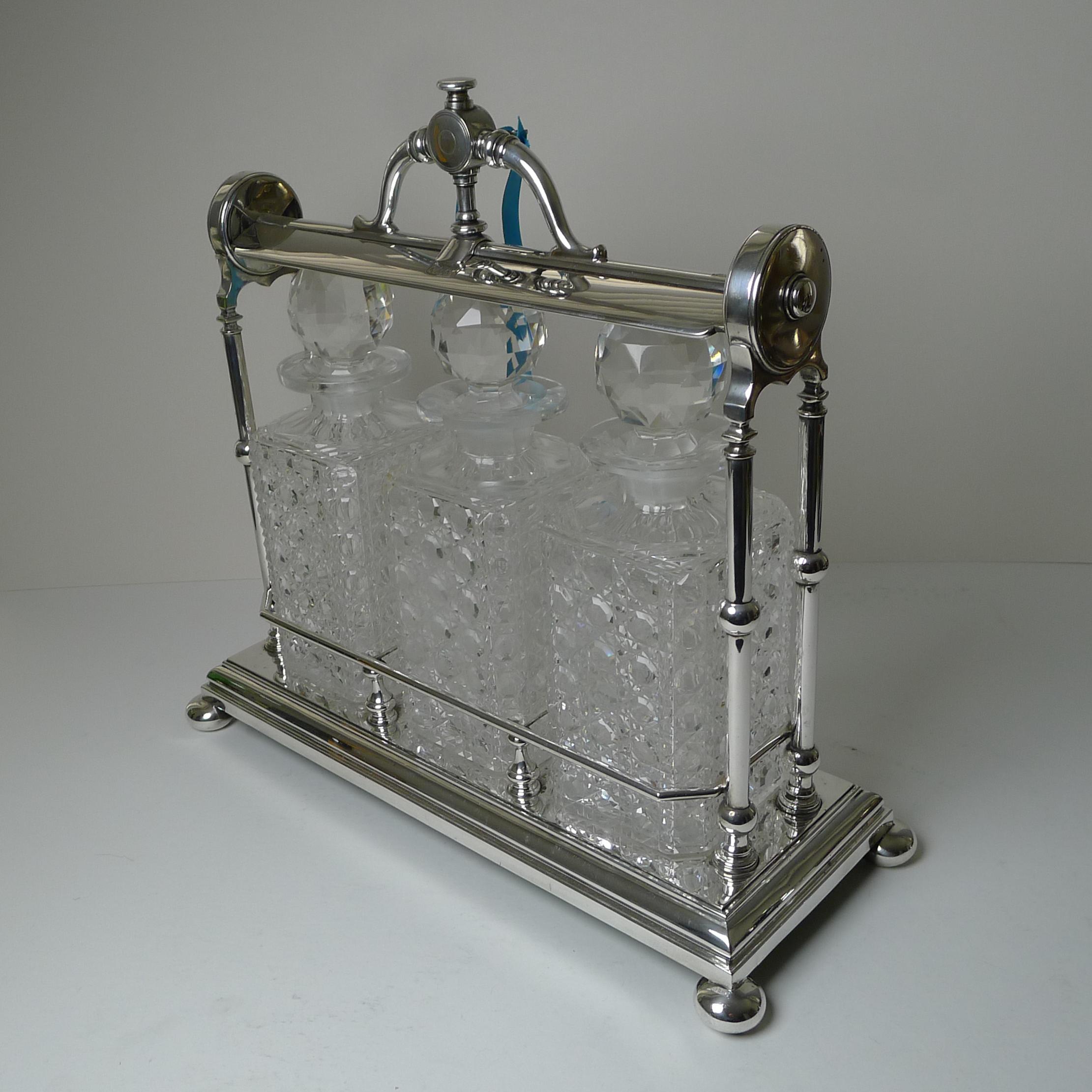 Unusual Late Victorian Silver Plated Tantalus, 1897 4