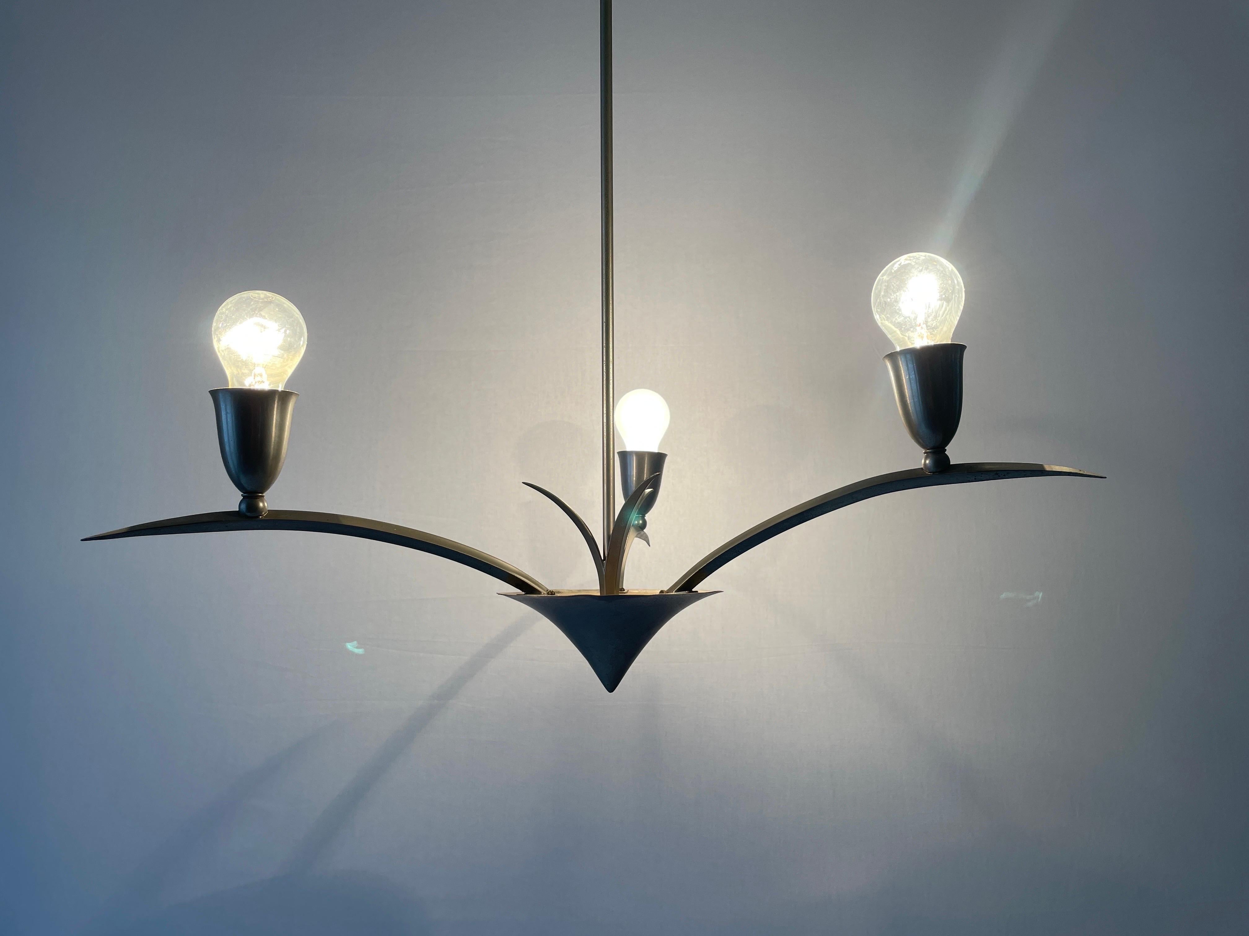 Insolito lampadario a foglia a 3 bracci Sputnik, anni '50, Francia in vendita 7