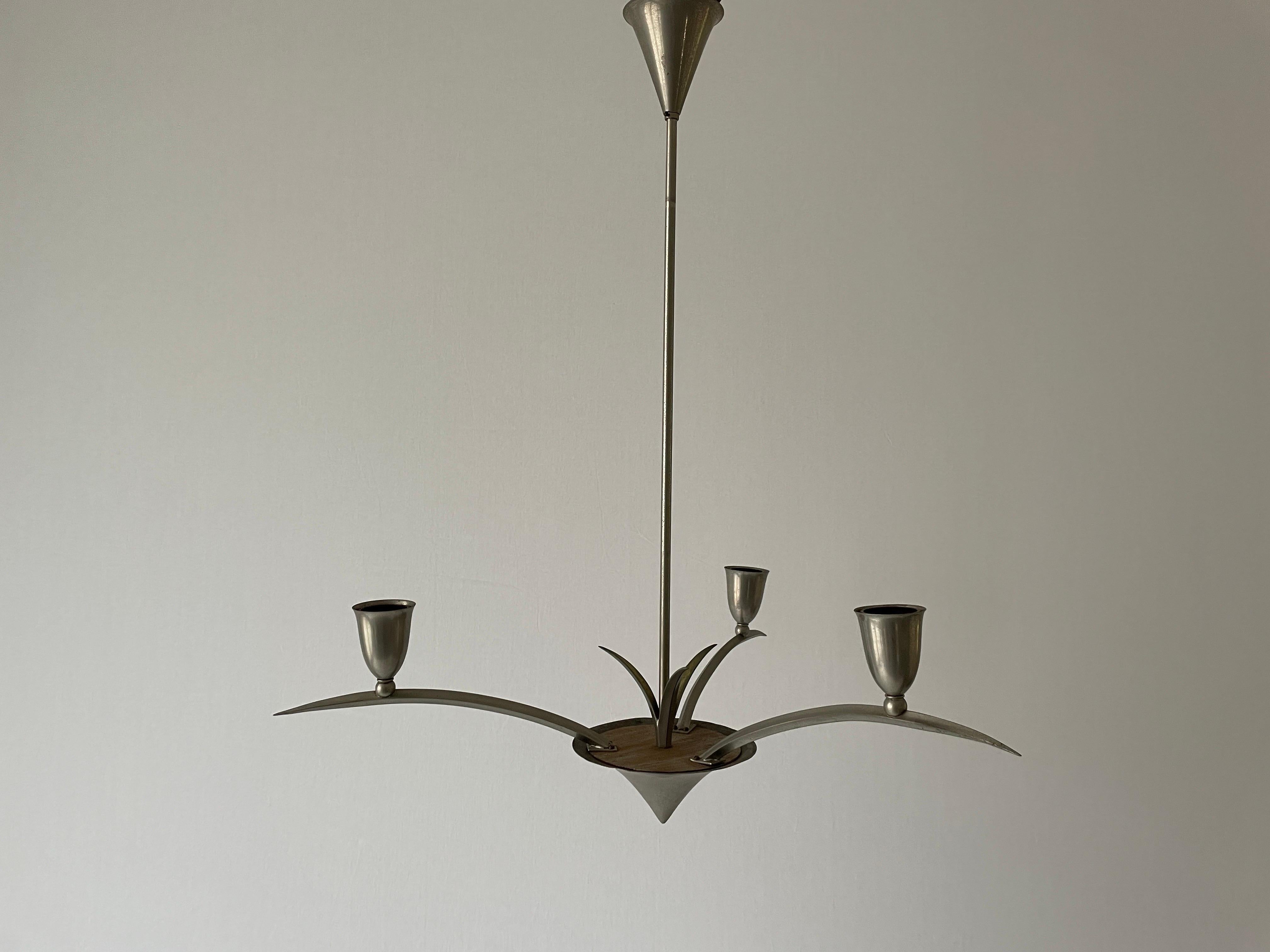 Insolito lampadario a foglia a 3 bracci Sputnik, anni '50, Francia In condizioni ottime in vendita a Hagenbach, DE