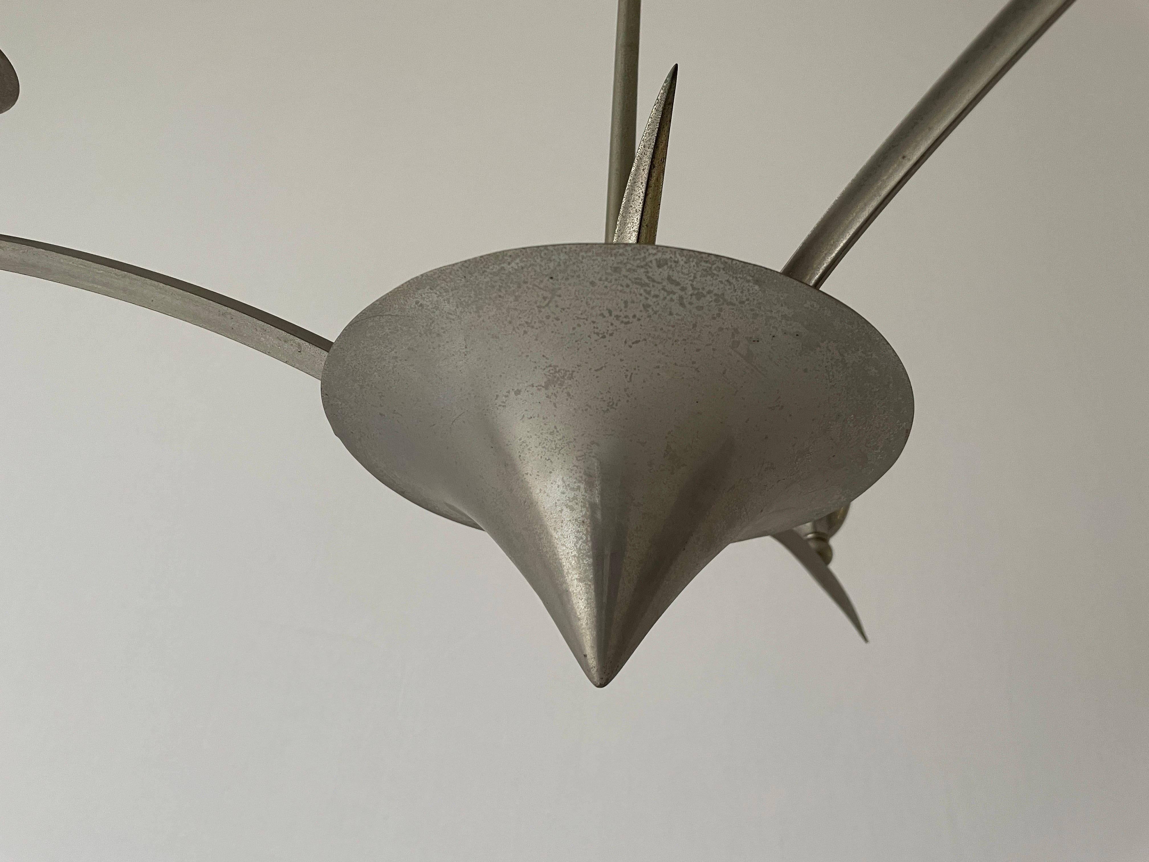 Unusual Leaf-shaped 3 Armed Sputnik Chandelier, 1950s, France For Sale 2
