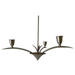 Insolito lampadario a foglia a 3 bracci Sputnik, anni '50, Francia