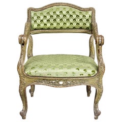 Unusual Louis XV Painted Armchair