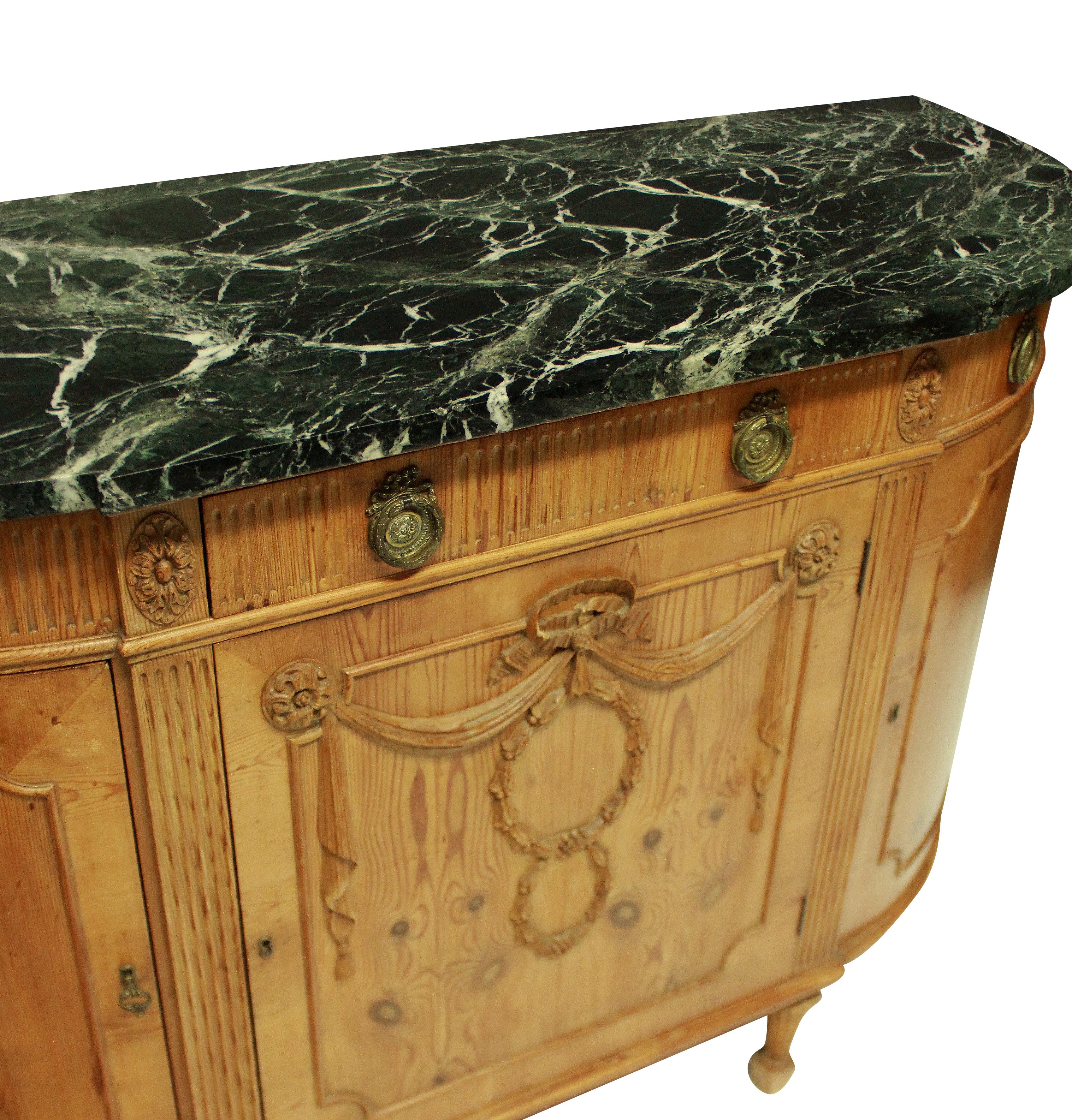 French Unusual Louis XVI Style Pine Demilune Commode