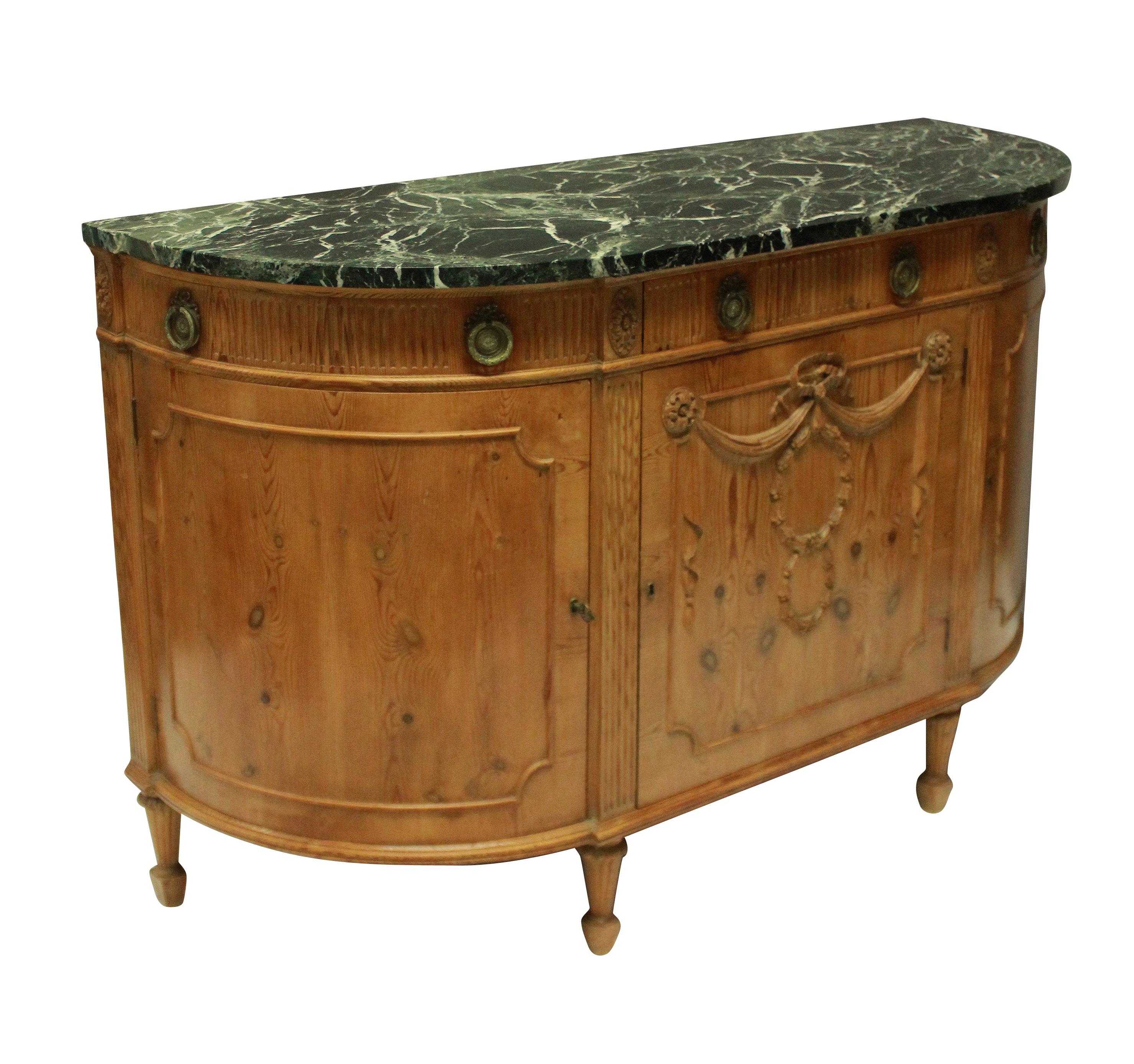 French Unusual Louis XVI Style Pine Demilune Commode
