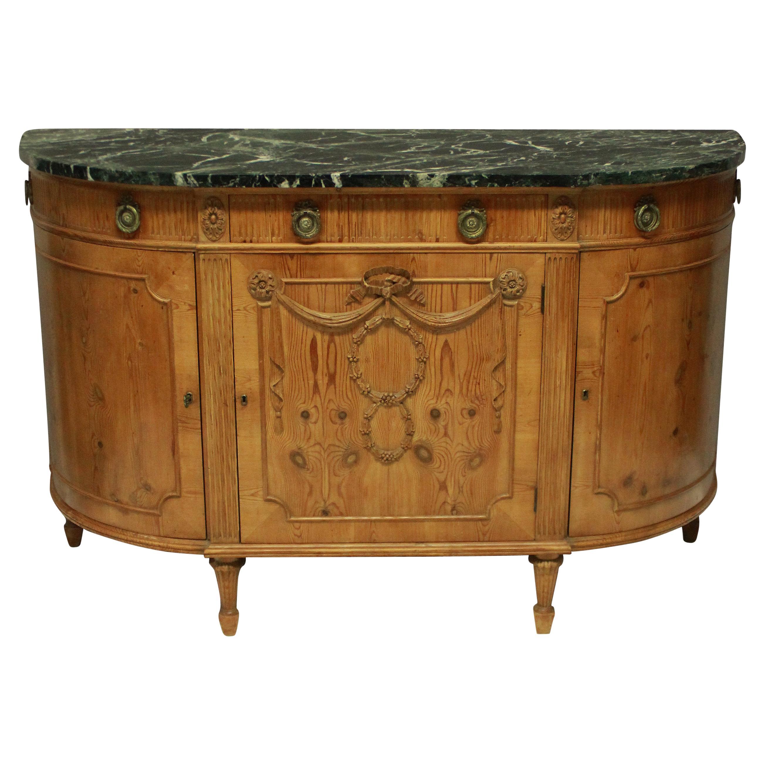 Unusual Louis XVI Style Pine Demilune Commode