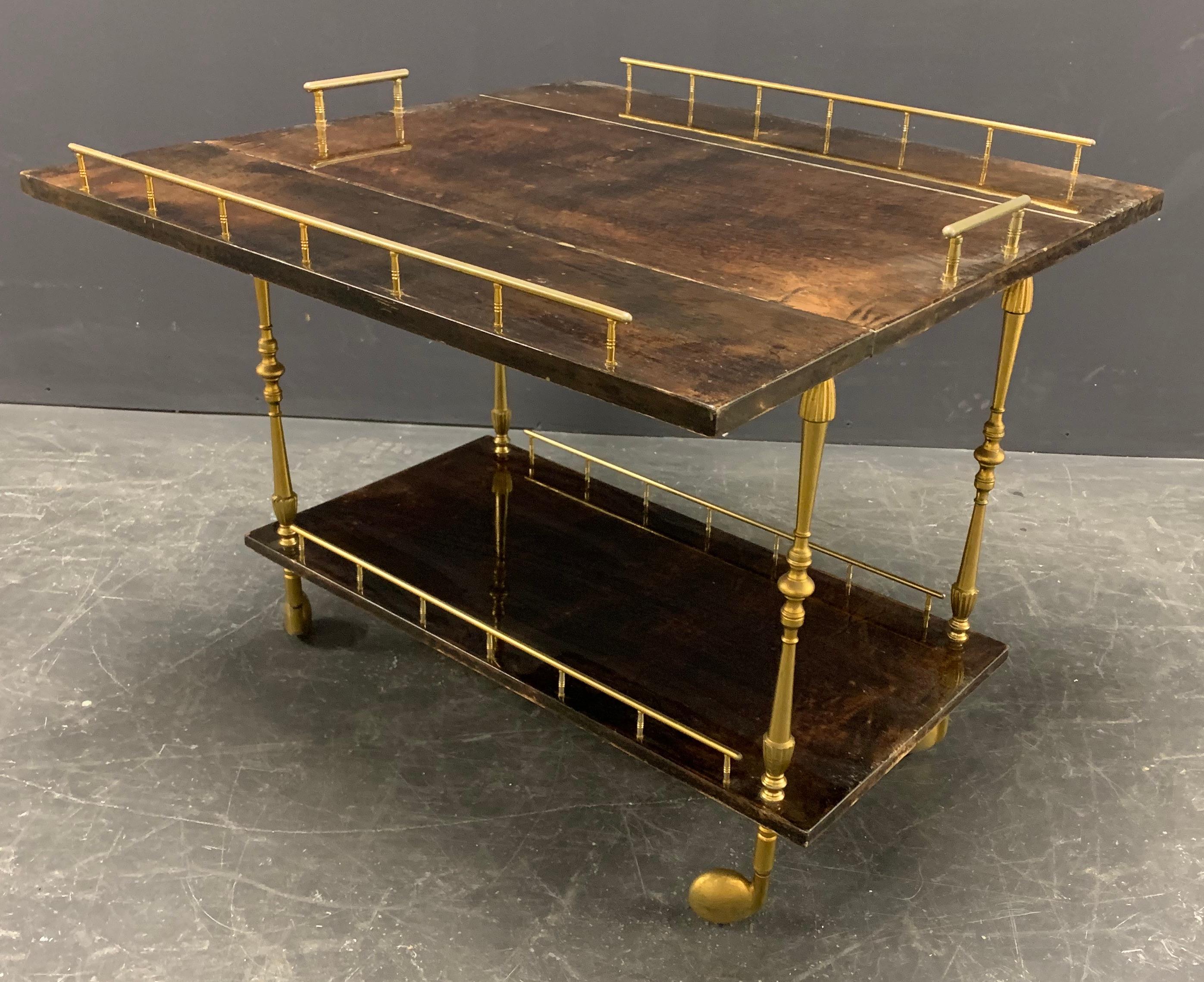 Unusual Low Tea or Barcart by Aldo Tura In Good Condition For Sale In Munich, DE