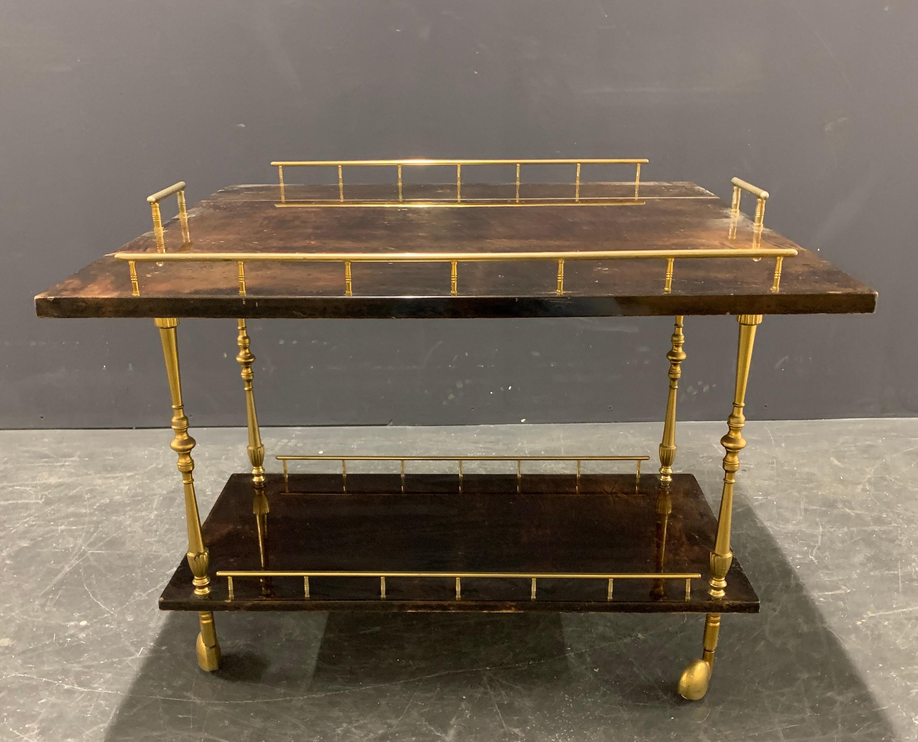 Unusual Low Tea or Barcart by Aldo Tura For Sale 2