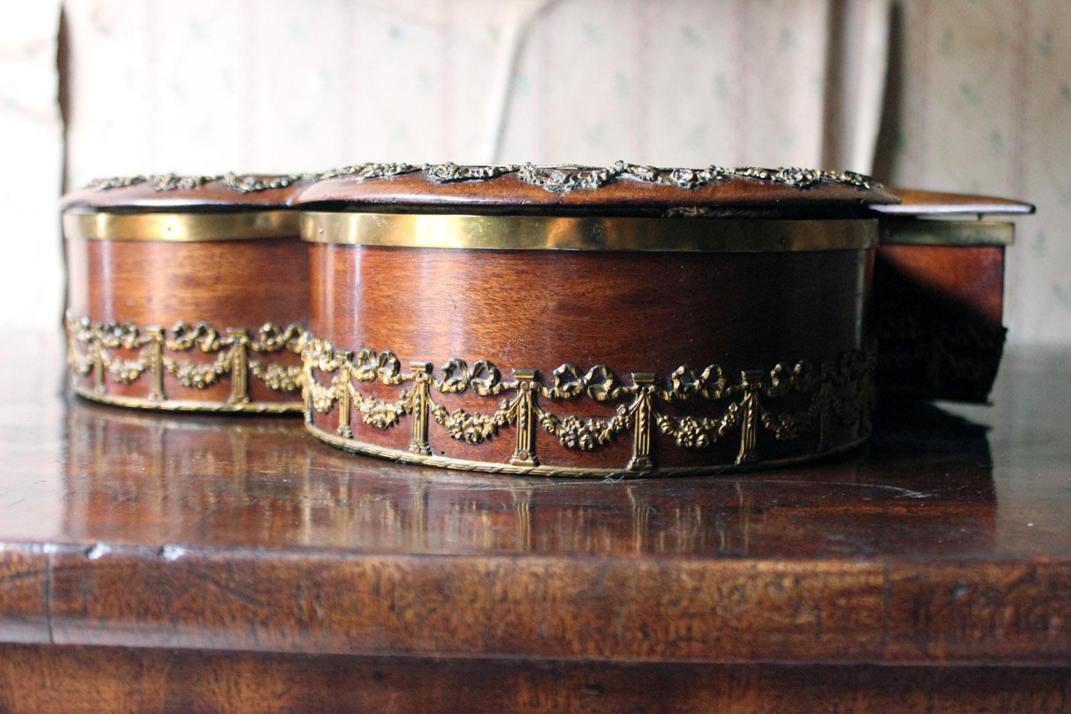 Unusual Mahogany and Brass Sewing Box Formed as a Clover, circa 1830 1